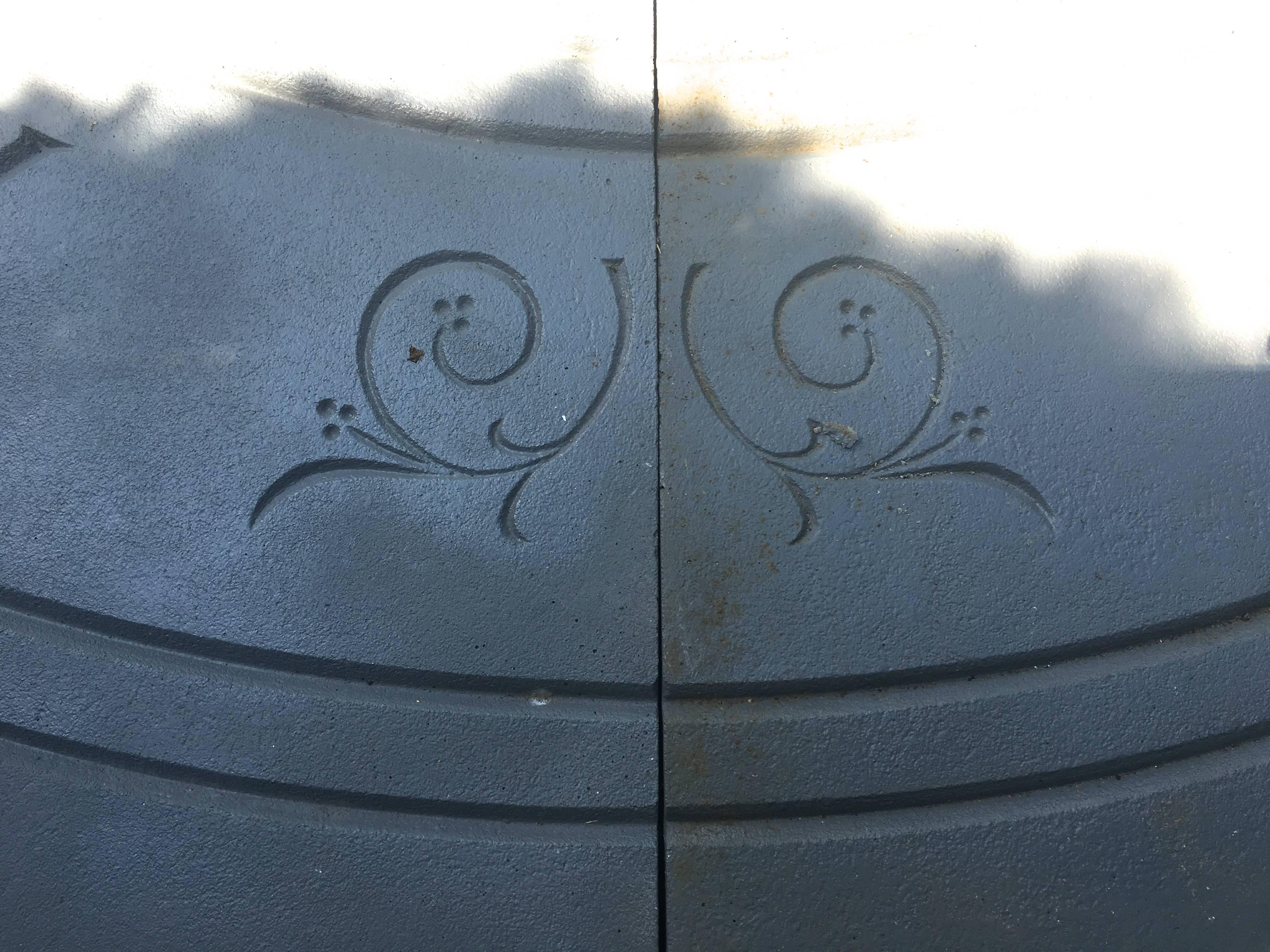 Aluminum Six Foot Diameter English Cast Stone Sundial with Scrolled Gnomon