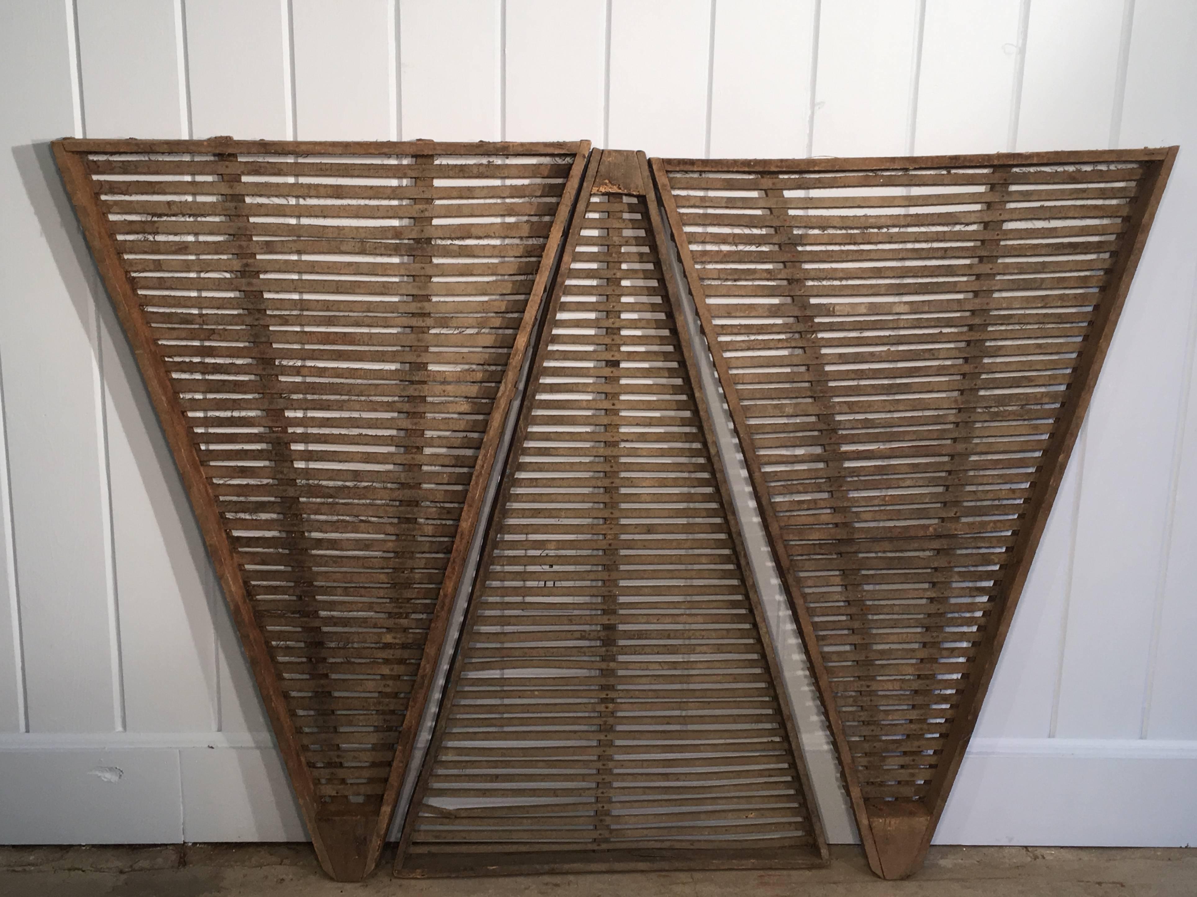 Hand-Crafted French Handmade Triangular Wooden Clés des Prunes 'Prune Drying Racks'