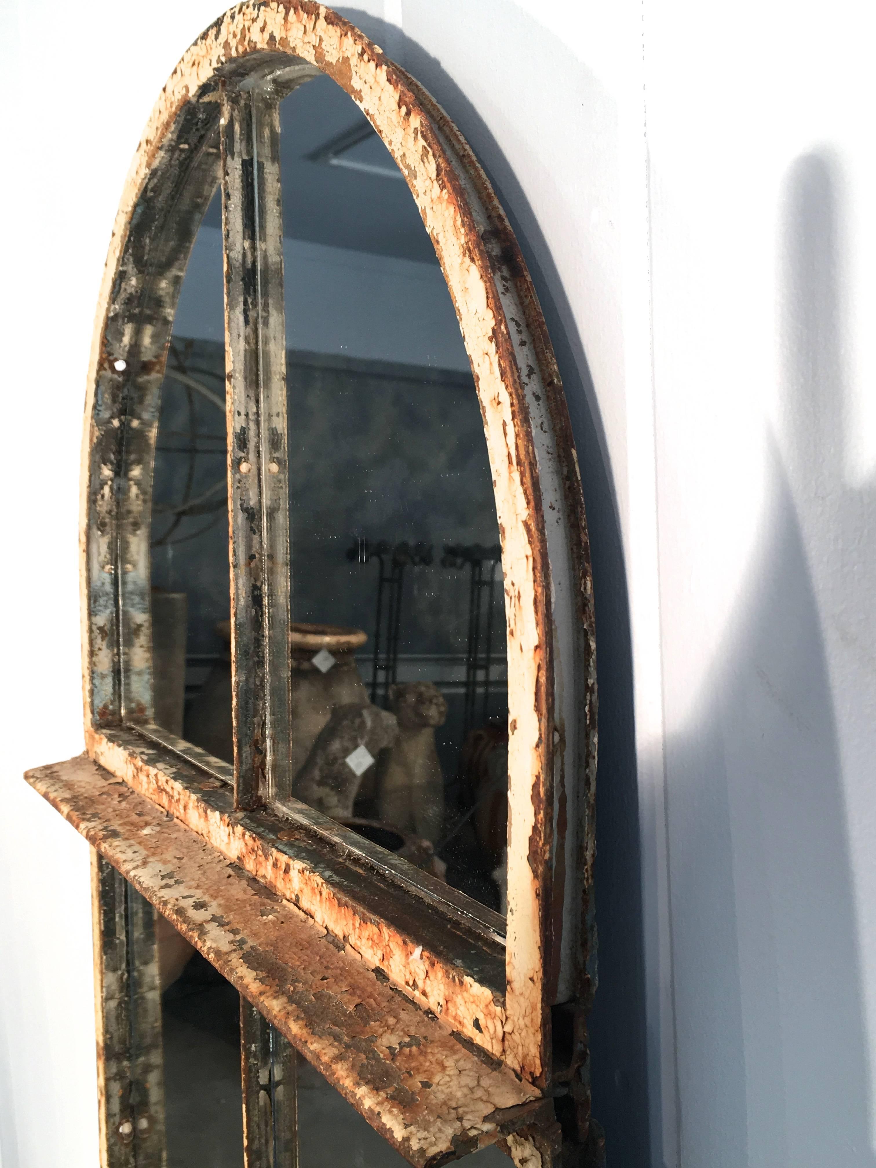 18th Century Tall English Georgian Arched Cast Iron Mirror
