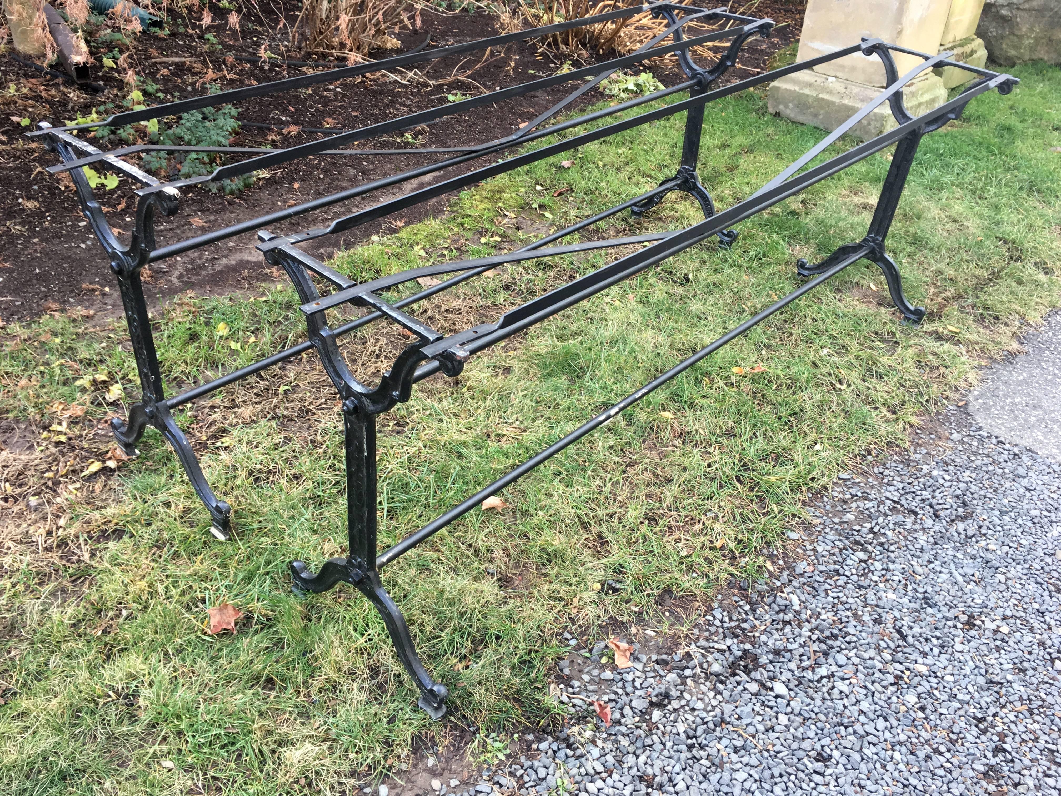 Pair of Long French Cast Iron Table Bases In Excellent Condition In Woodbury, CT