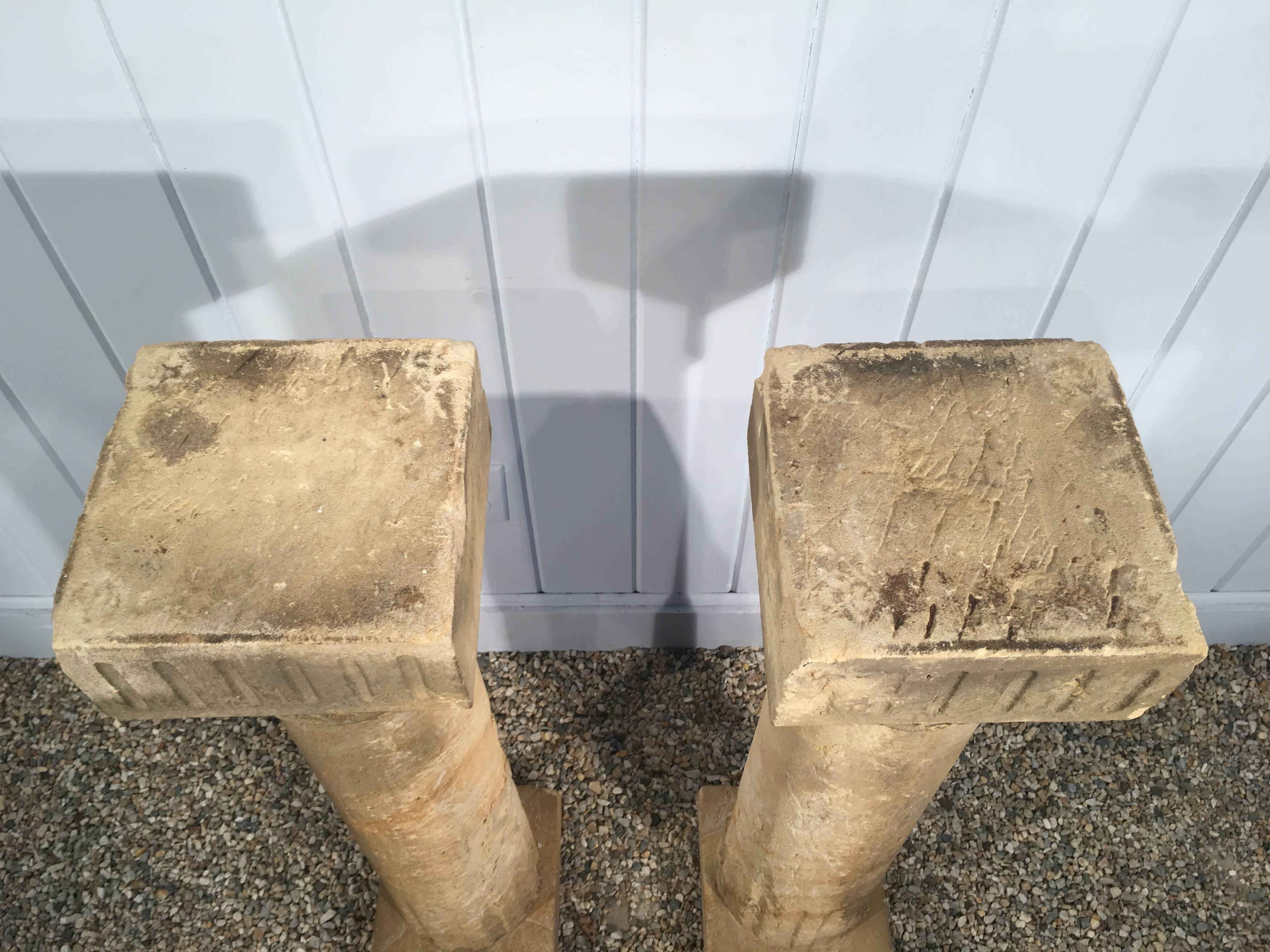 Pair of 18th Century French Sandstone Columns or Console Table Bases 1