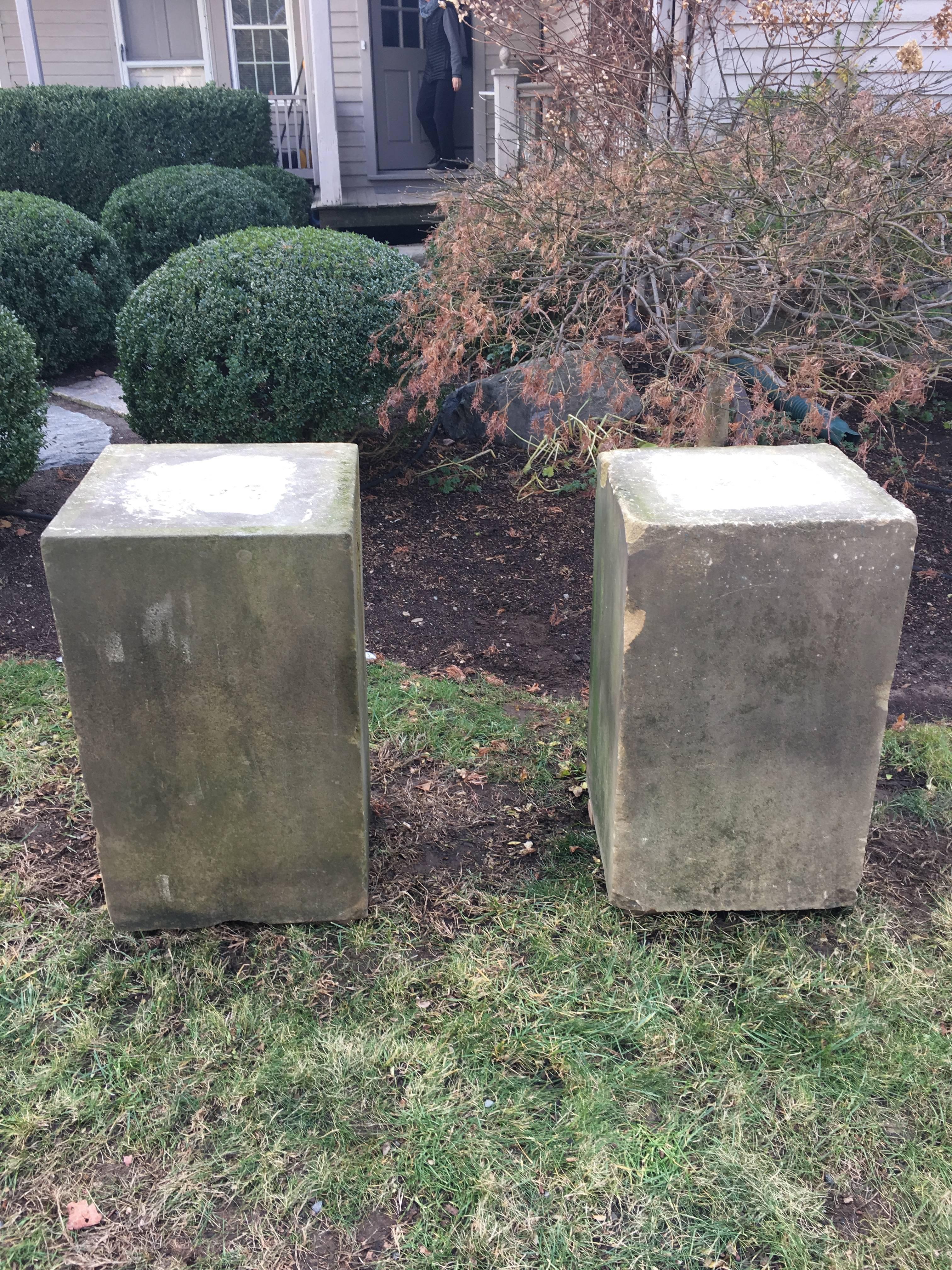 Victorian Pair of Grand English Carved Yorkstone Pedestals