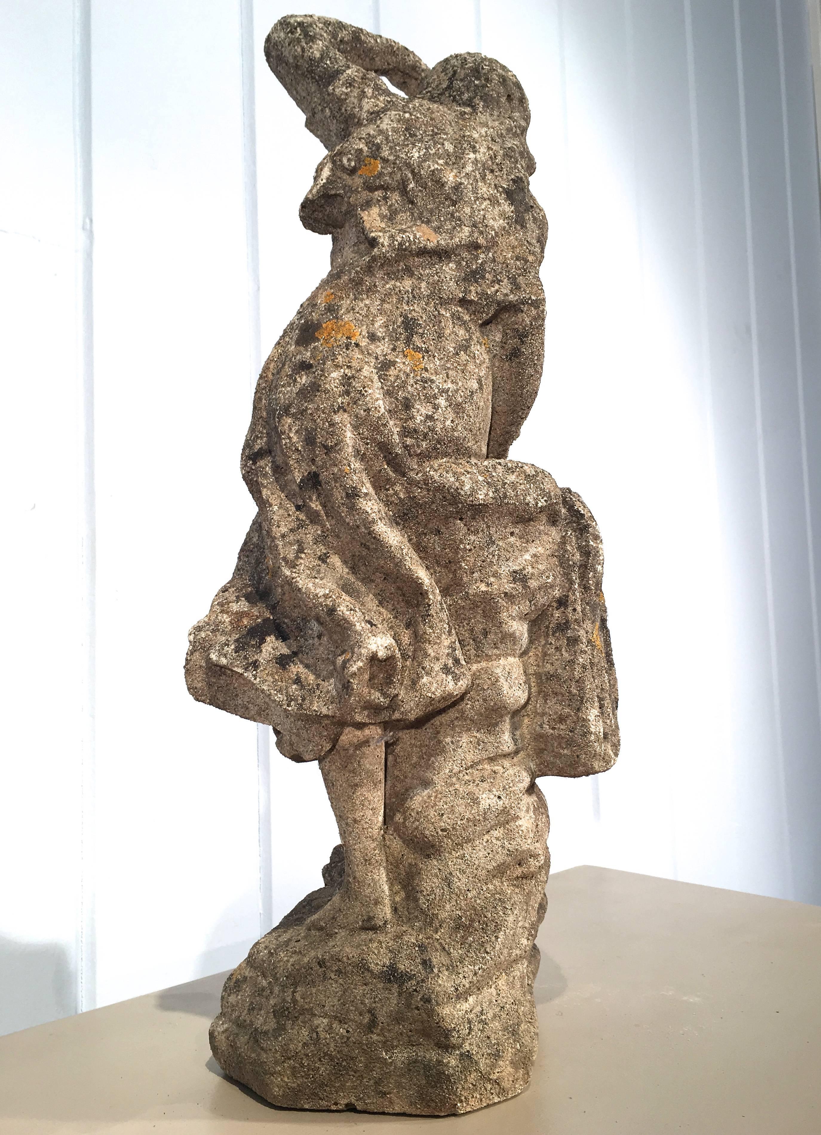 20th Century Petite English Cast Stone Figure of a Woman