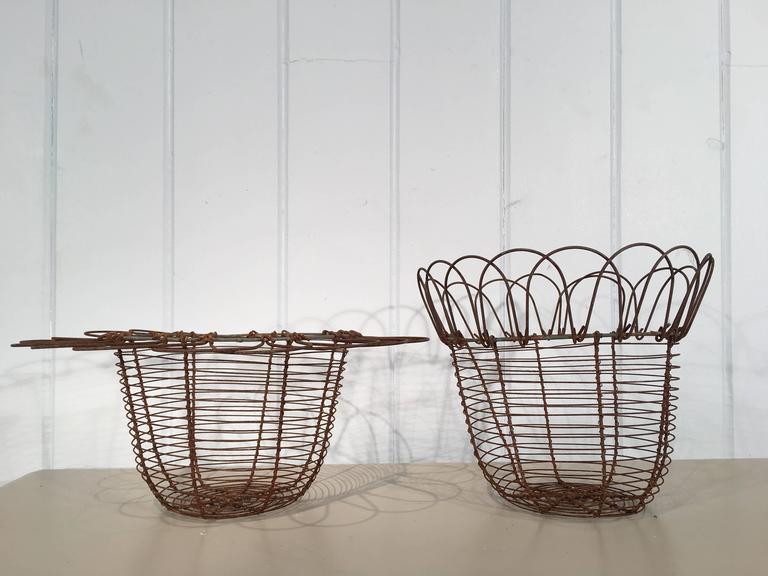 Pair of Edwardian Handcrafted English Wire Egg Baskets at 1stDibs egg