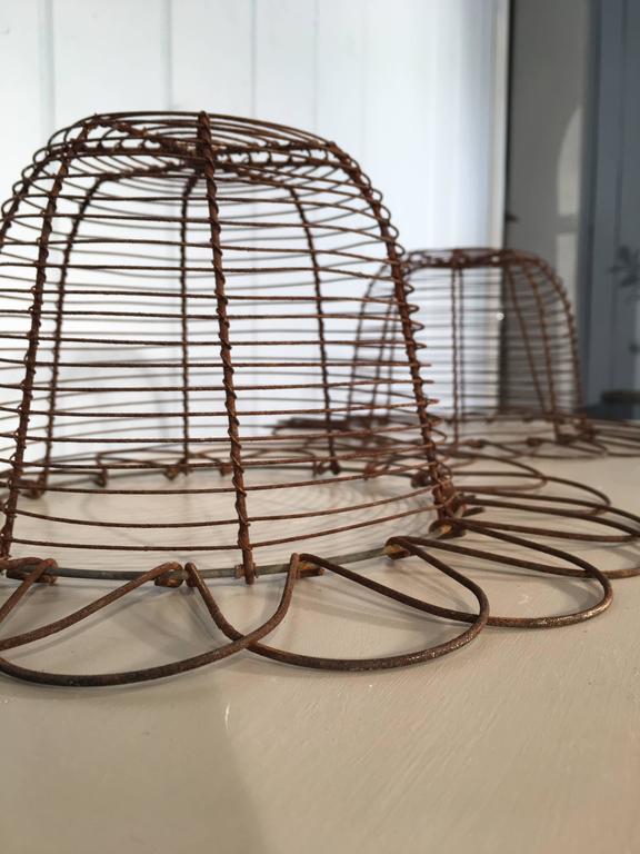 Pair of Handcrafted English Wire Egg Baskets For Sale at 1stDibs