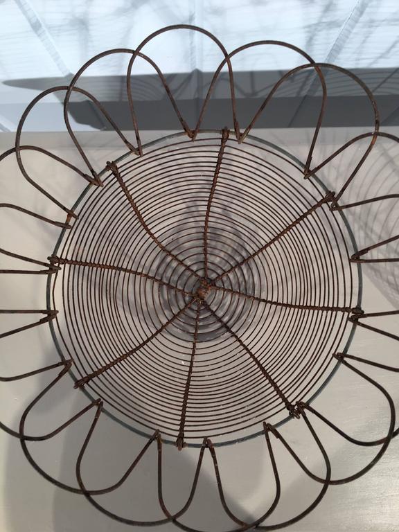 Pair of Handcrafted English Wire Egg Baskets For Sale at 1stdibs