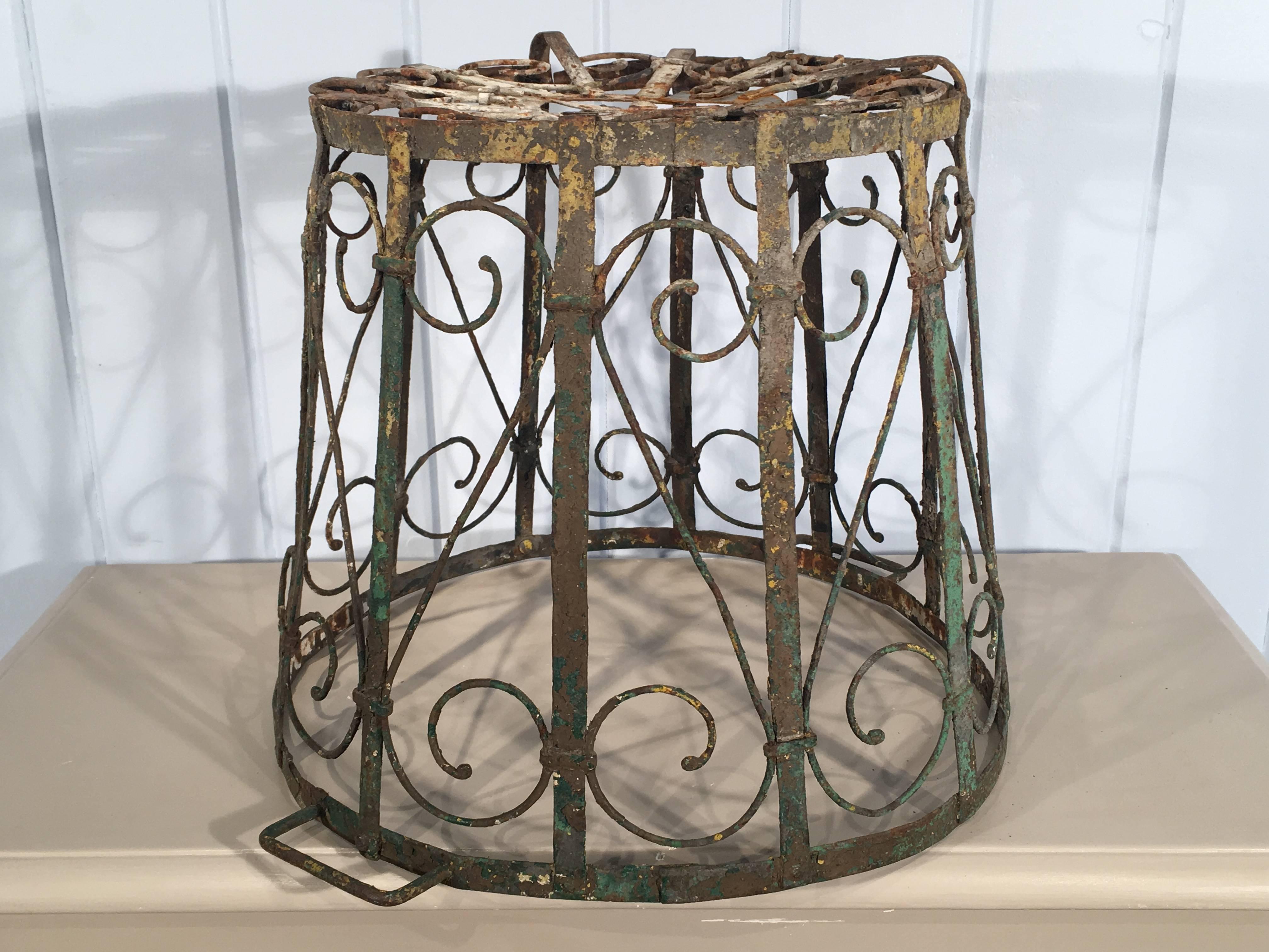 20th Century Decorative French Wrought Iron Wastepaper Basket