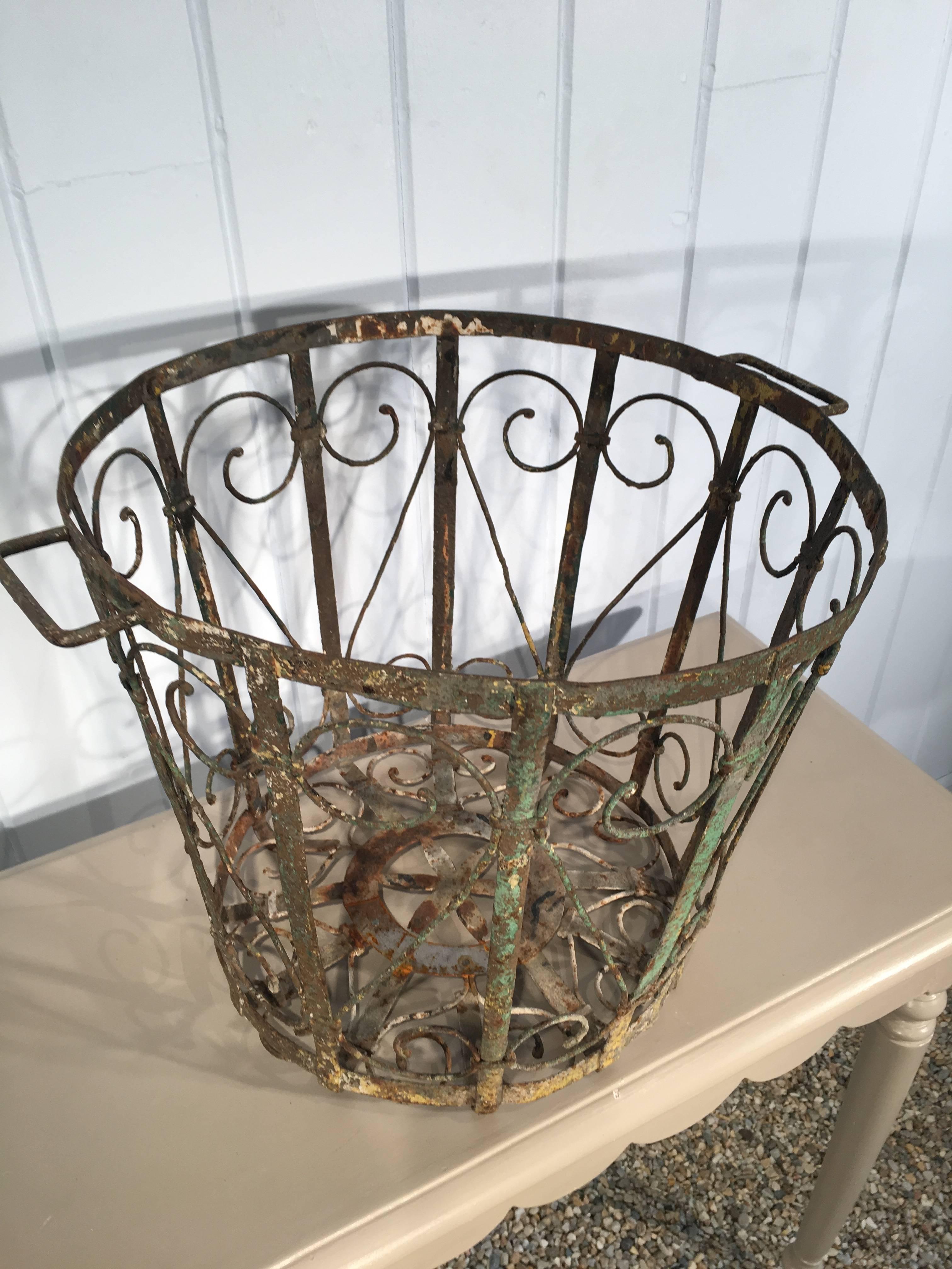 vintage wrought iron basket