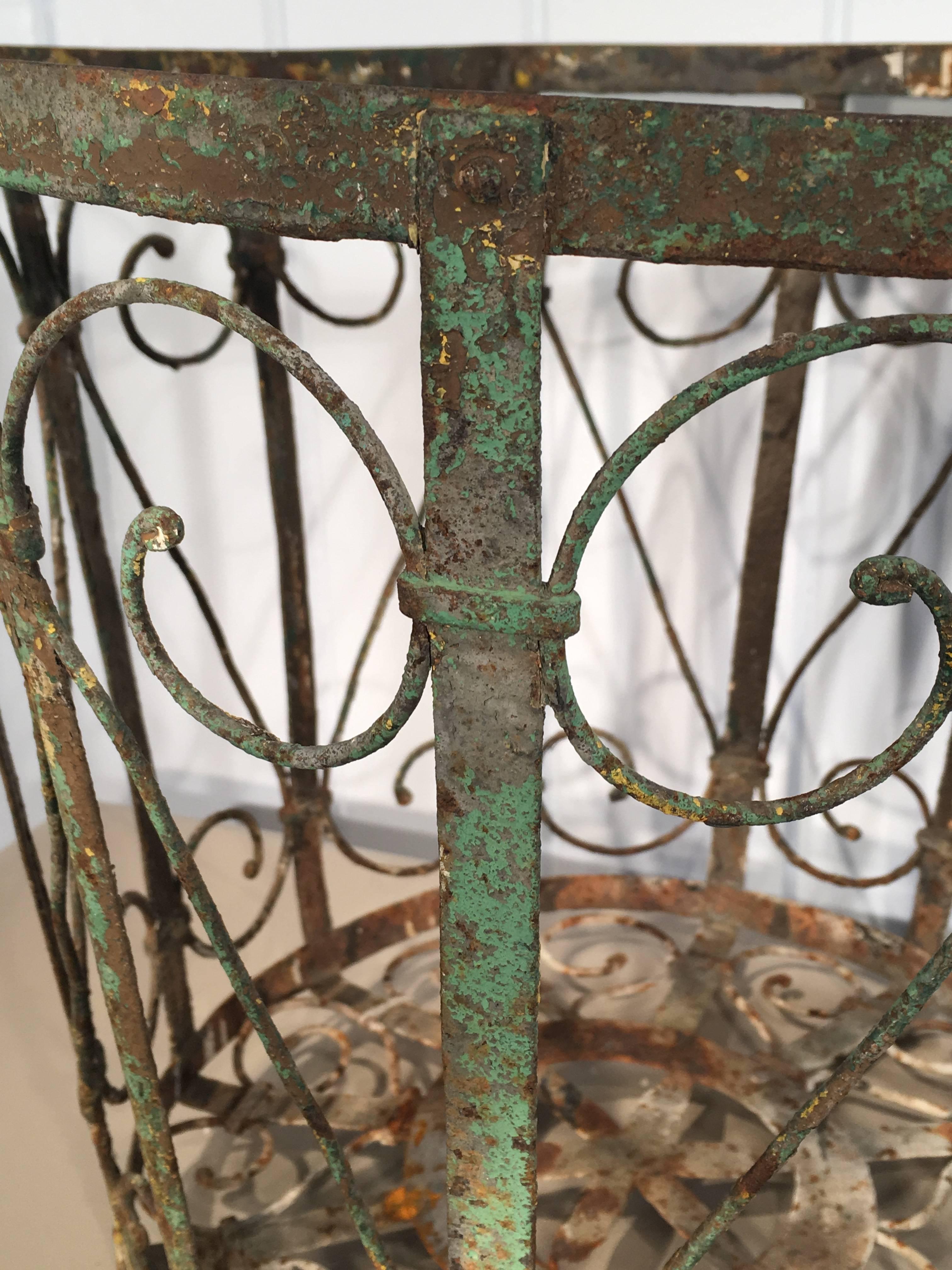 Art Nouveau Decorative French Wrought Iron Wastepaper Basket