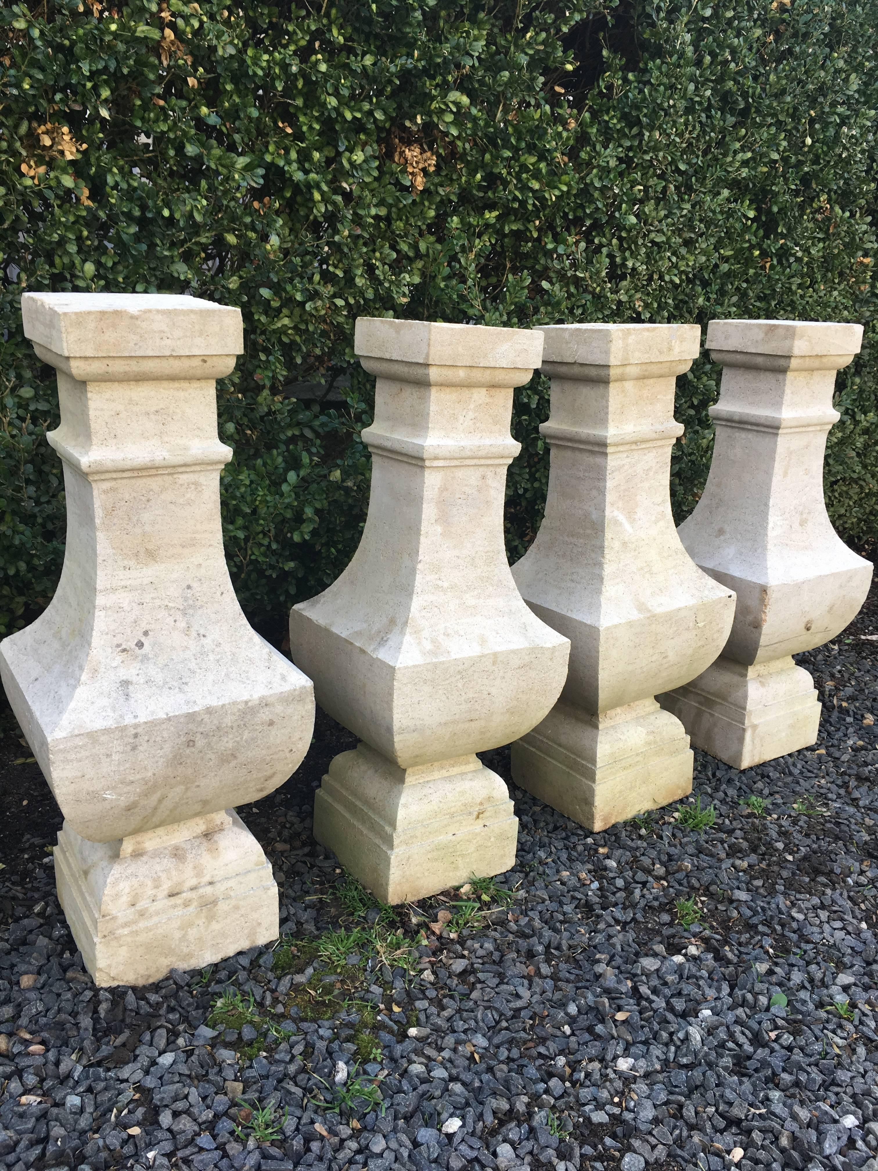These beautiful carved limestone balusters originally graced the Palais de Justice in Brussels and we were fortunate enough to grab them from a local Dutch dealer. They would be wonderful as bases for demilune or round side tables topped with a