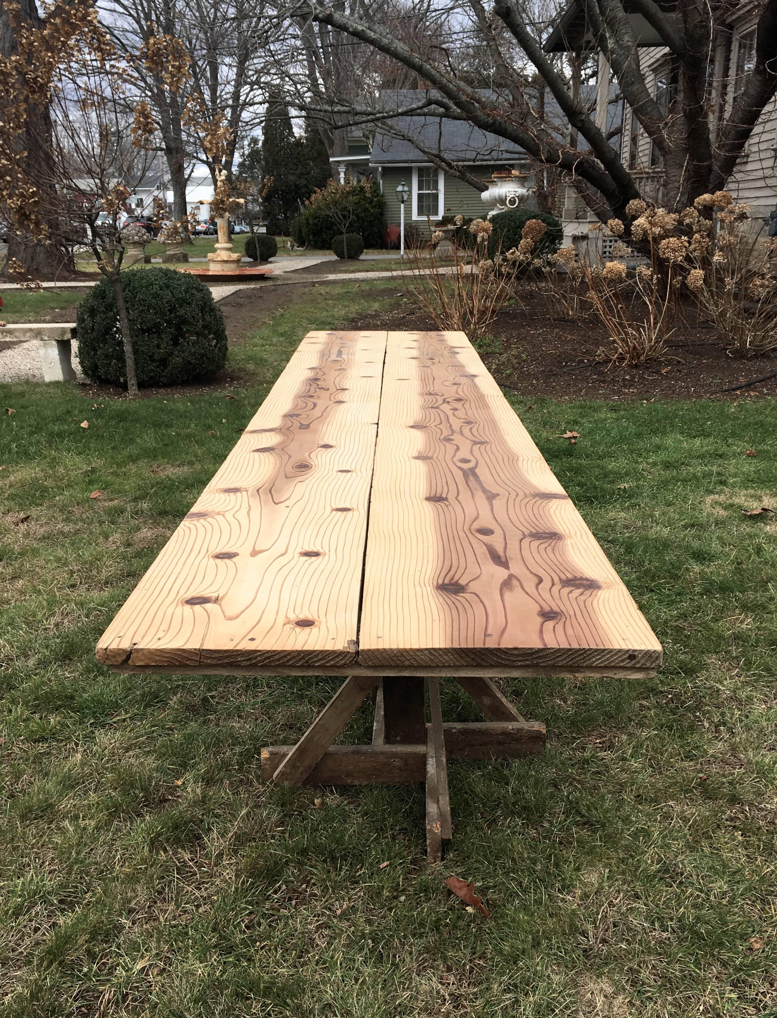 19th Century Rustic French Pine Dining Table For Sale
