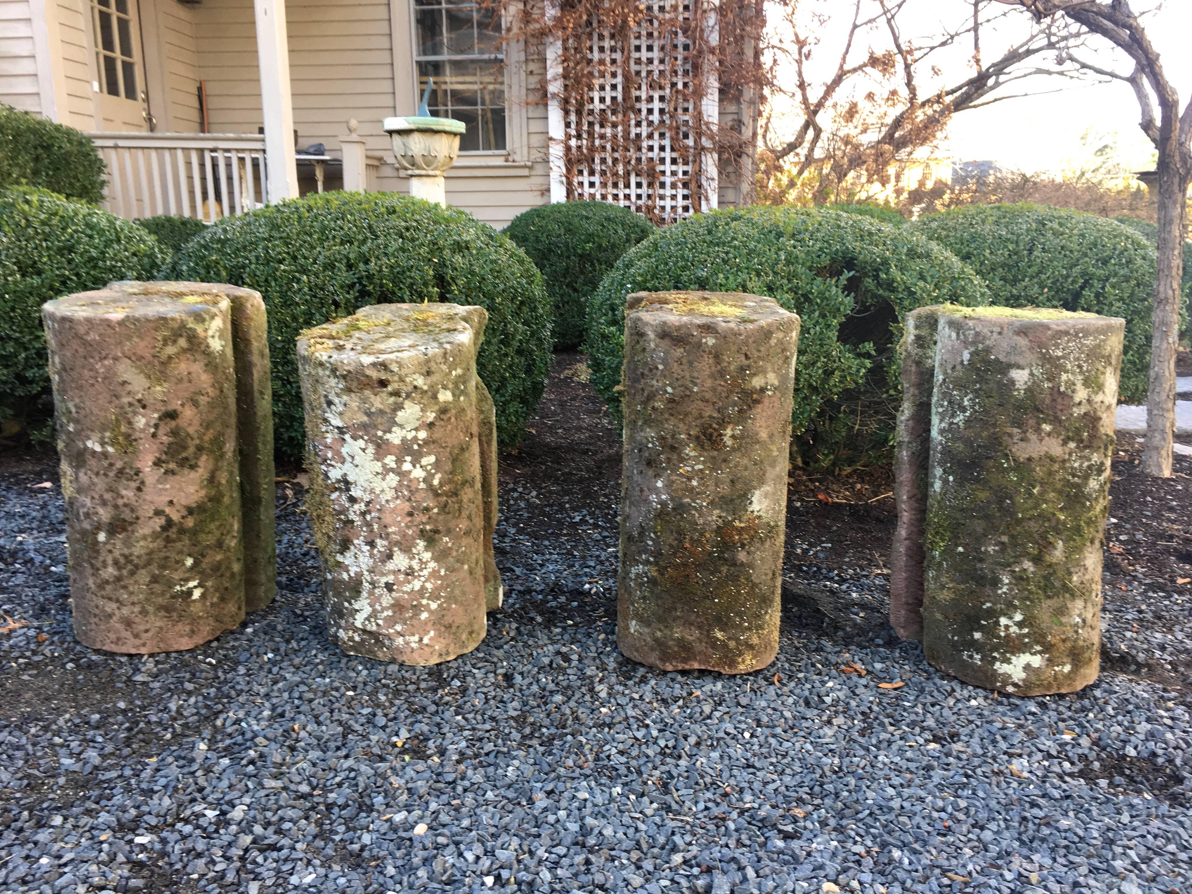 Set of Four French Carved Stone Curb Stones or Pedestals 1