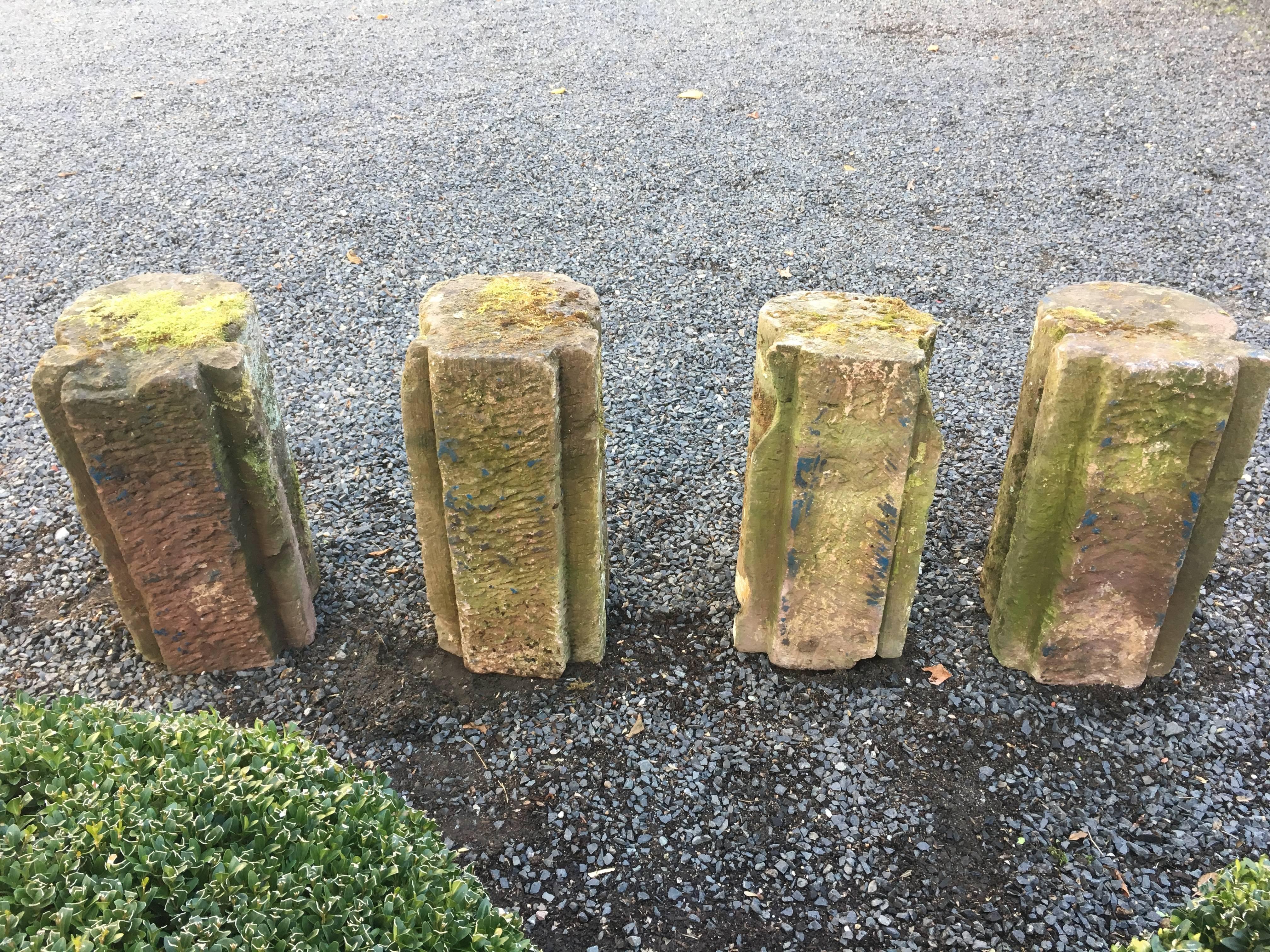 Set of Four French Carved Stone Curb Stones or Pedestals 2