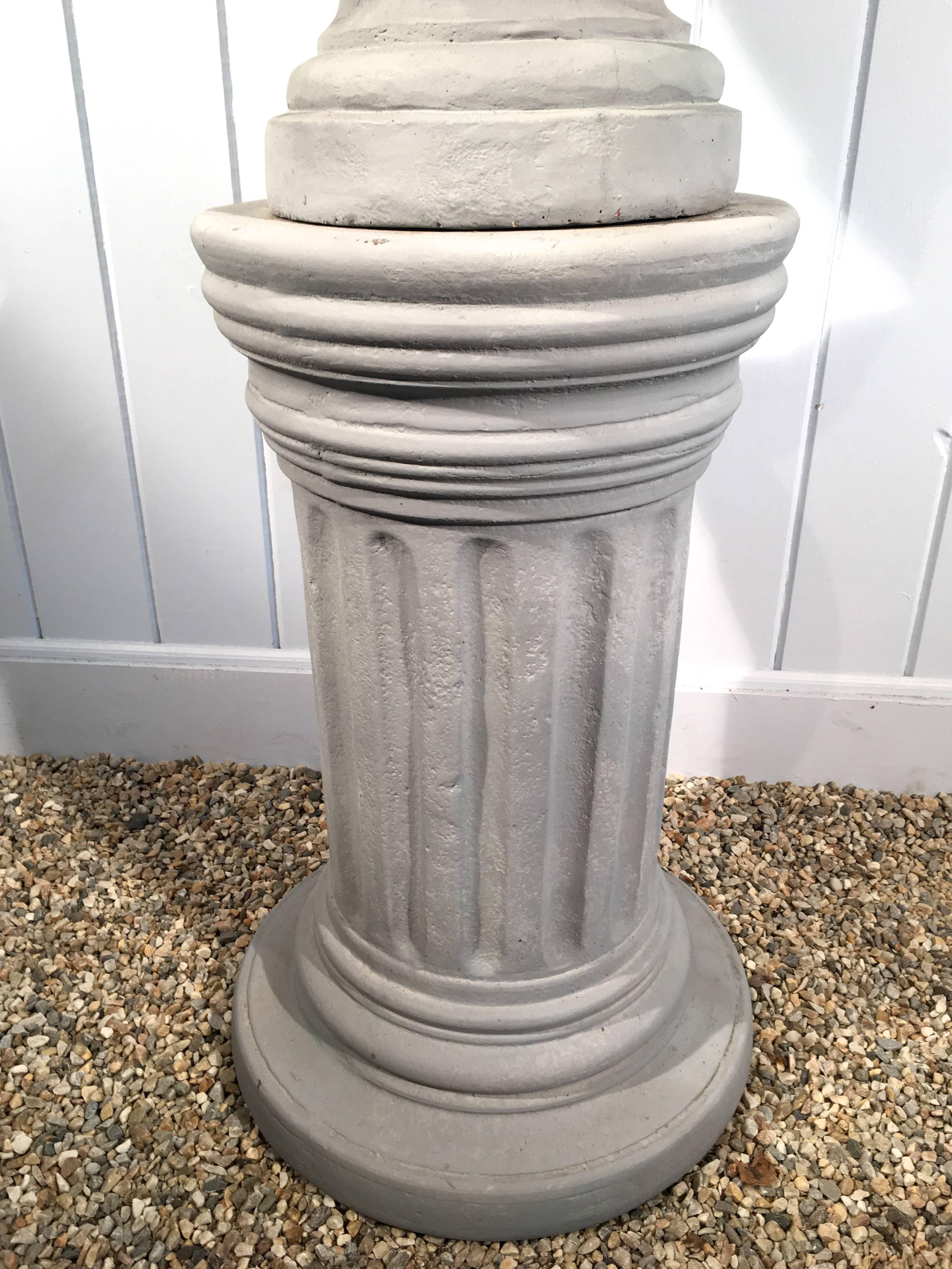 Cast Stone Greek-Form Solid Urn on 19the Century Terracotta Pedestal For Sale 1
