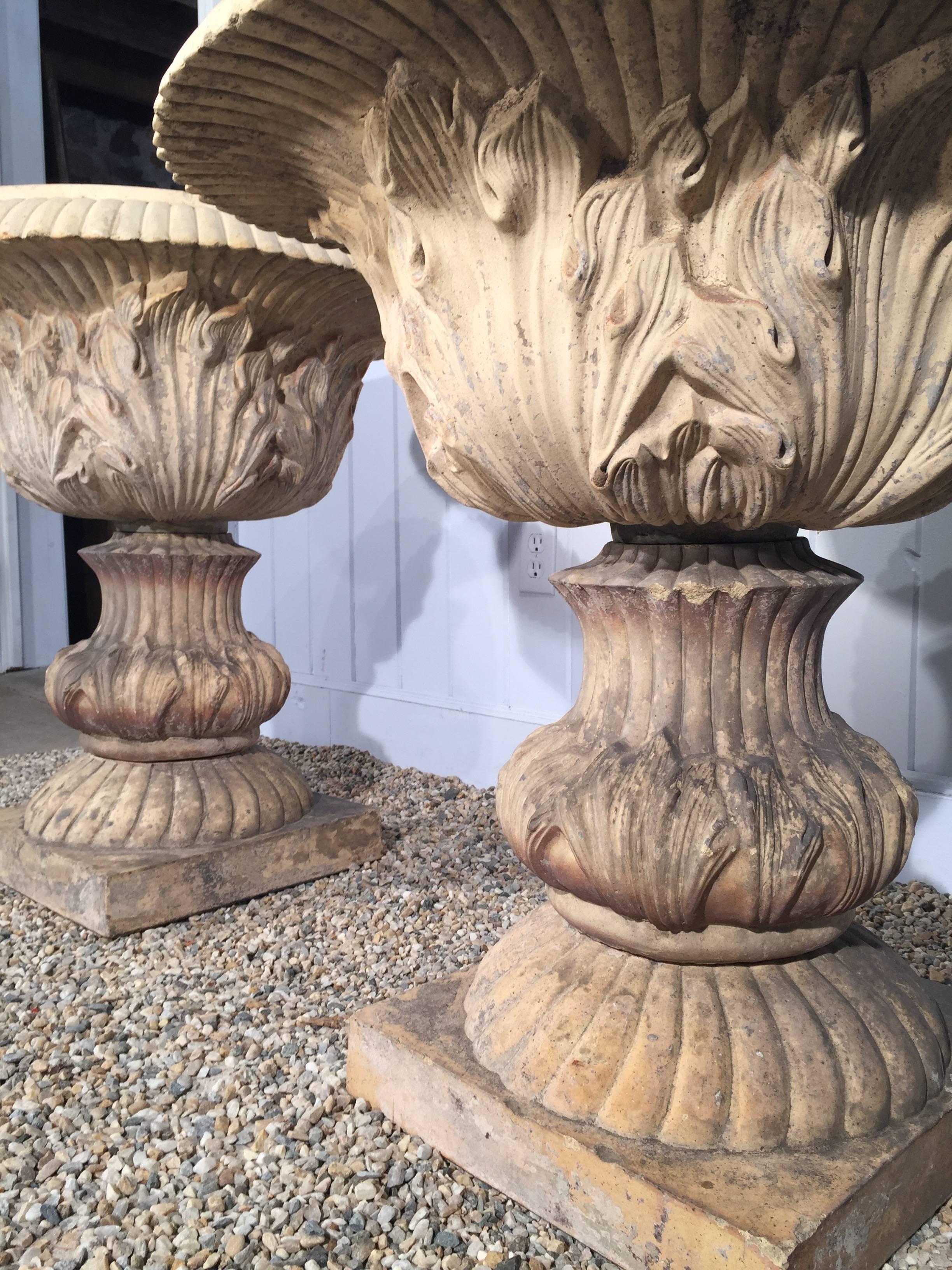 High Victorian Pair of 19th Century Fireclay Urns from Michael Douglas' Former Estate For Sale