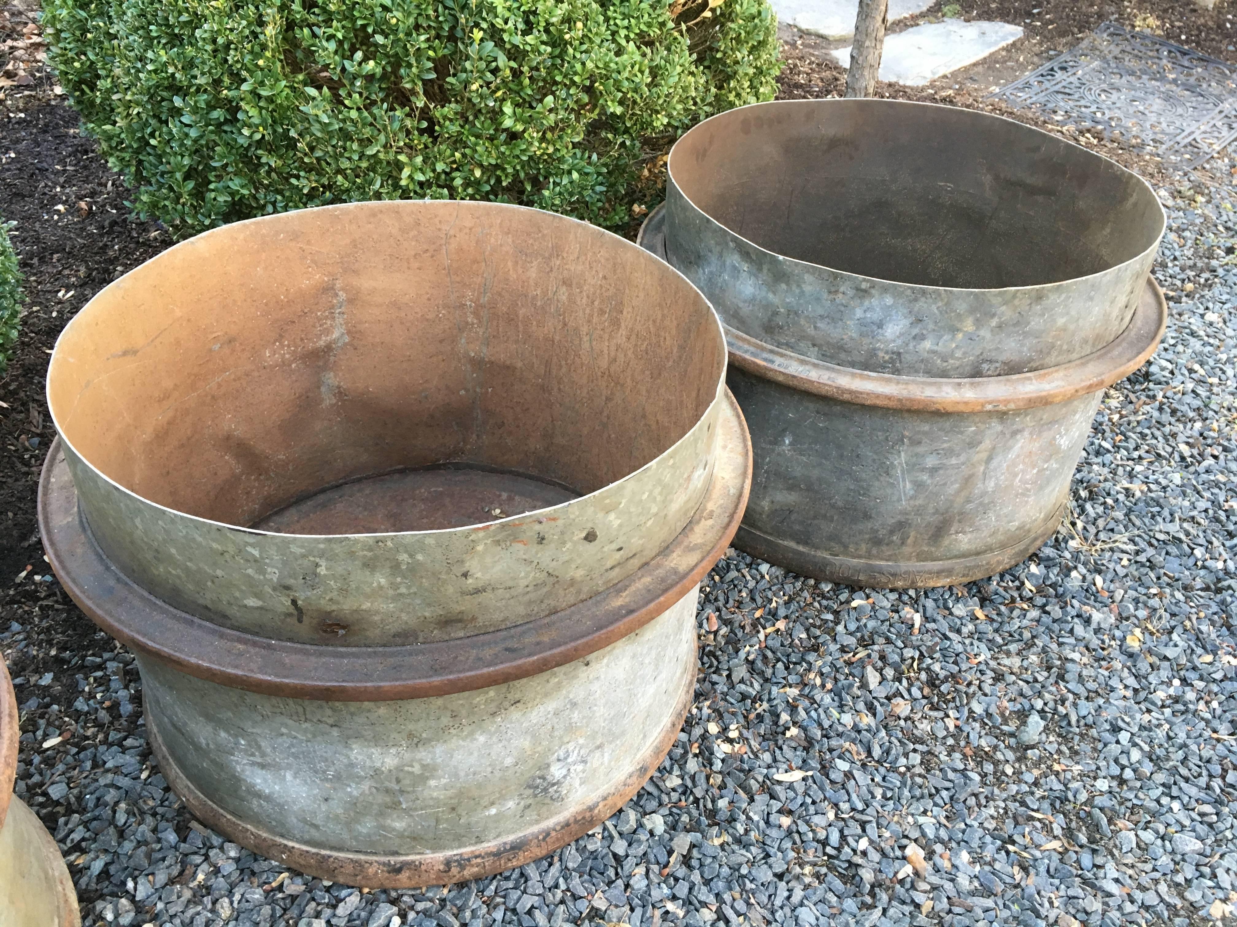 Pair of French Industrial Tub Planters In Excellent Condition In Woodbury, CT