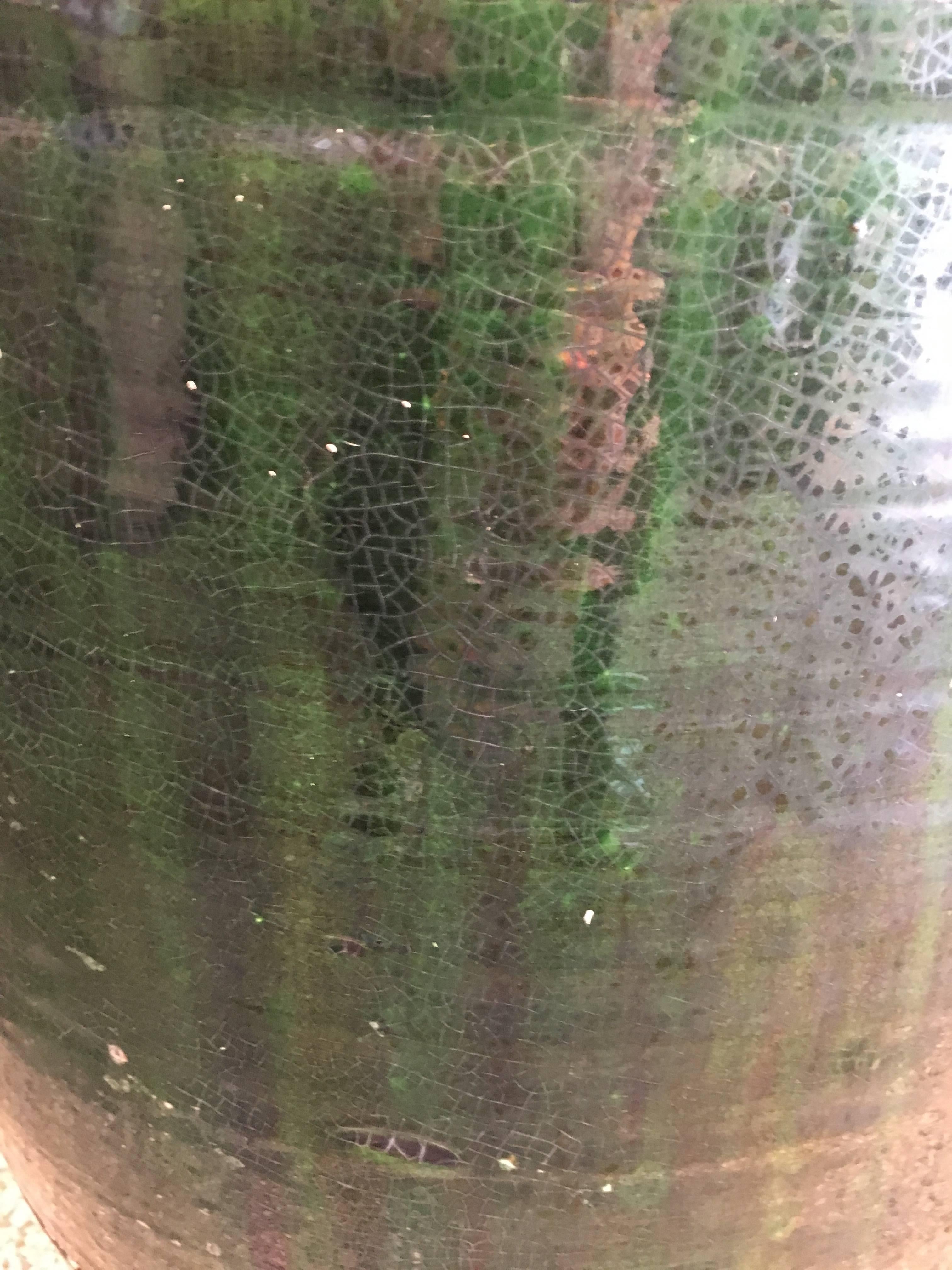 Finnish Stunning French Dark Green Glazed Terracotta Planter or Pot