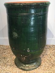 Stunning French Dark Green Glazed Terracotta Planter or Pot