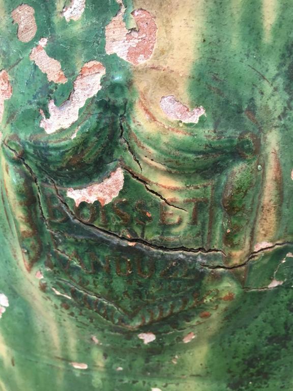 19th Century Very Large Glazed Terracotta Anduze Vase, Signed Boisset, Anduze For Sale