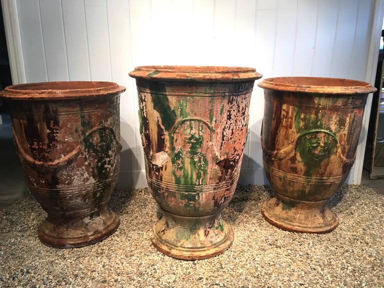 Very Large Glazed Terracotta Anduze Vase, Signed Boisset, Anduze For Sale 3