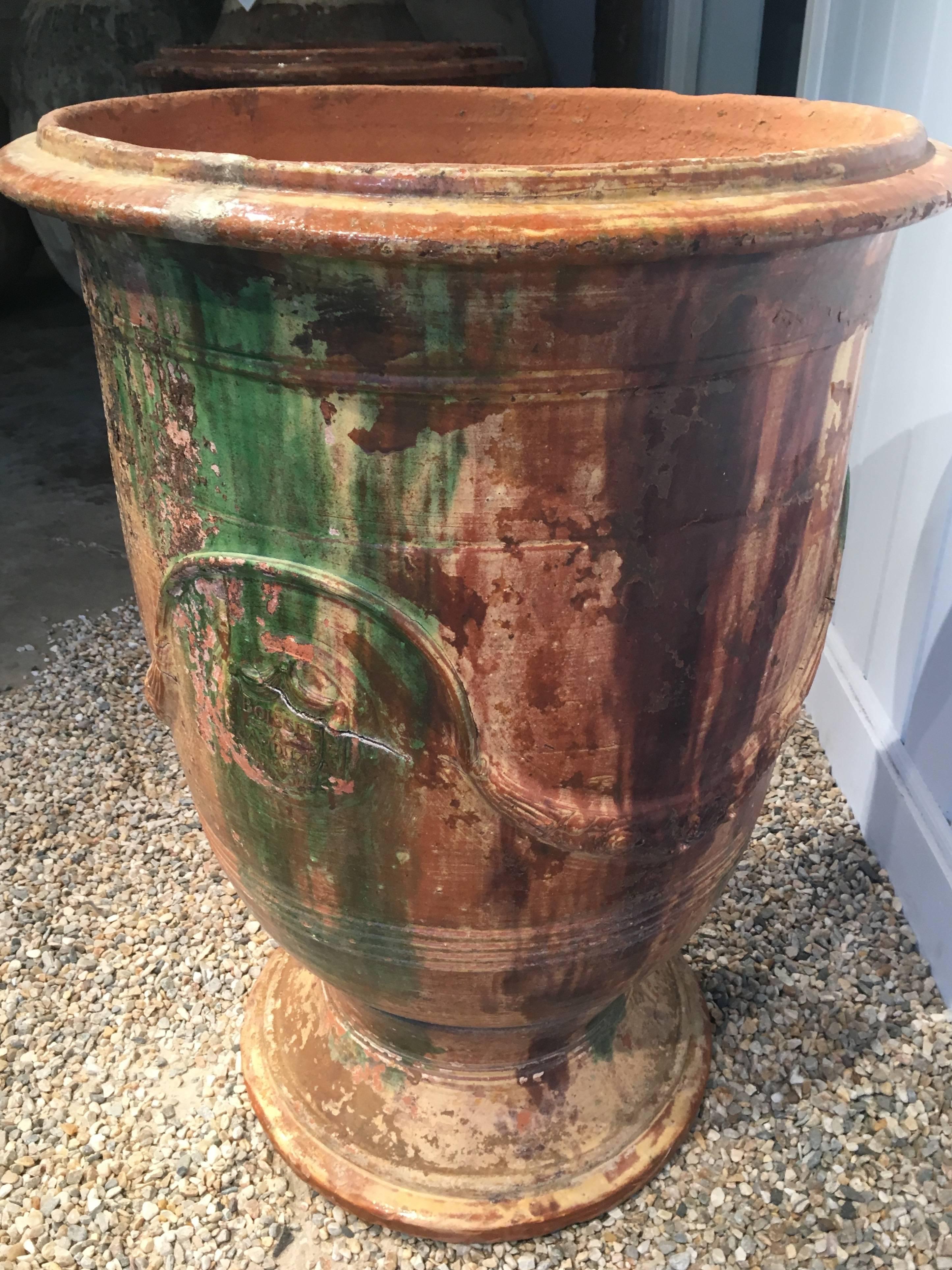 Hand-Crafted Pair of Large Anduze Vases, Signed Boisset, Anduze