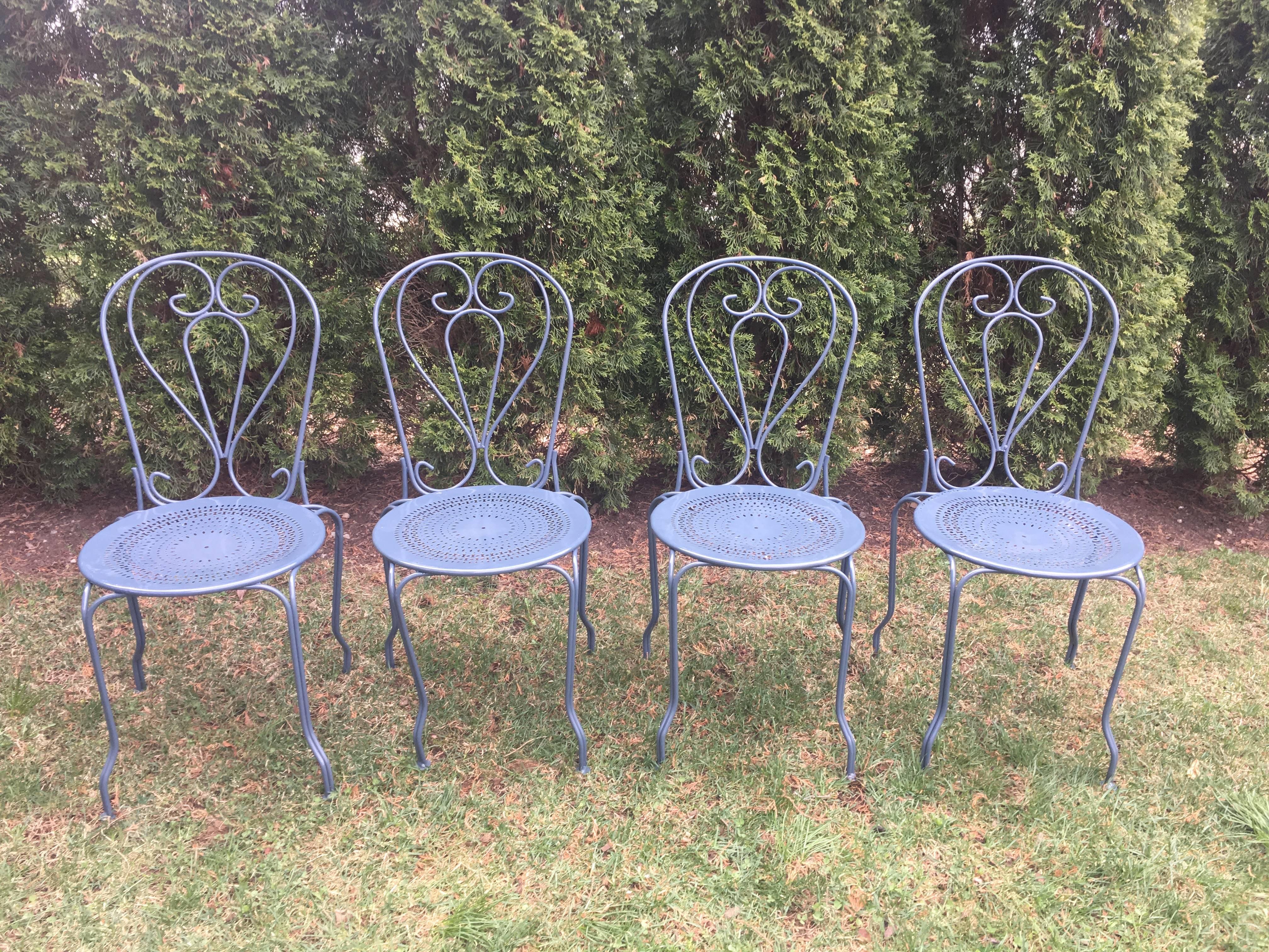 Five-Piece French Wrought Iron Garden Dining Set with Rectangular Table 3