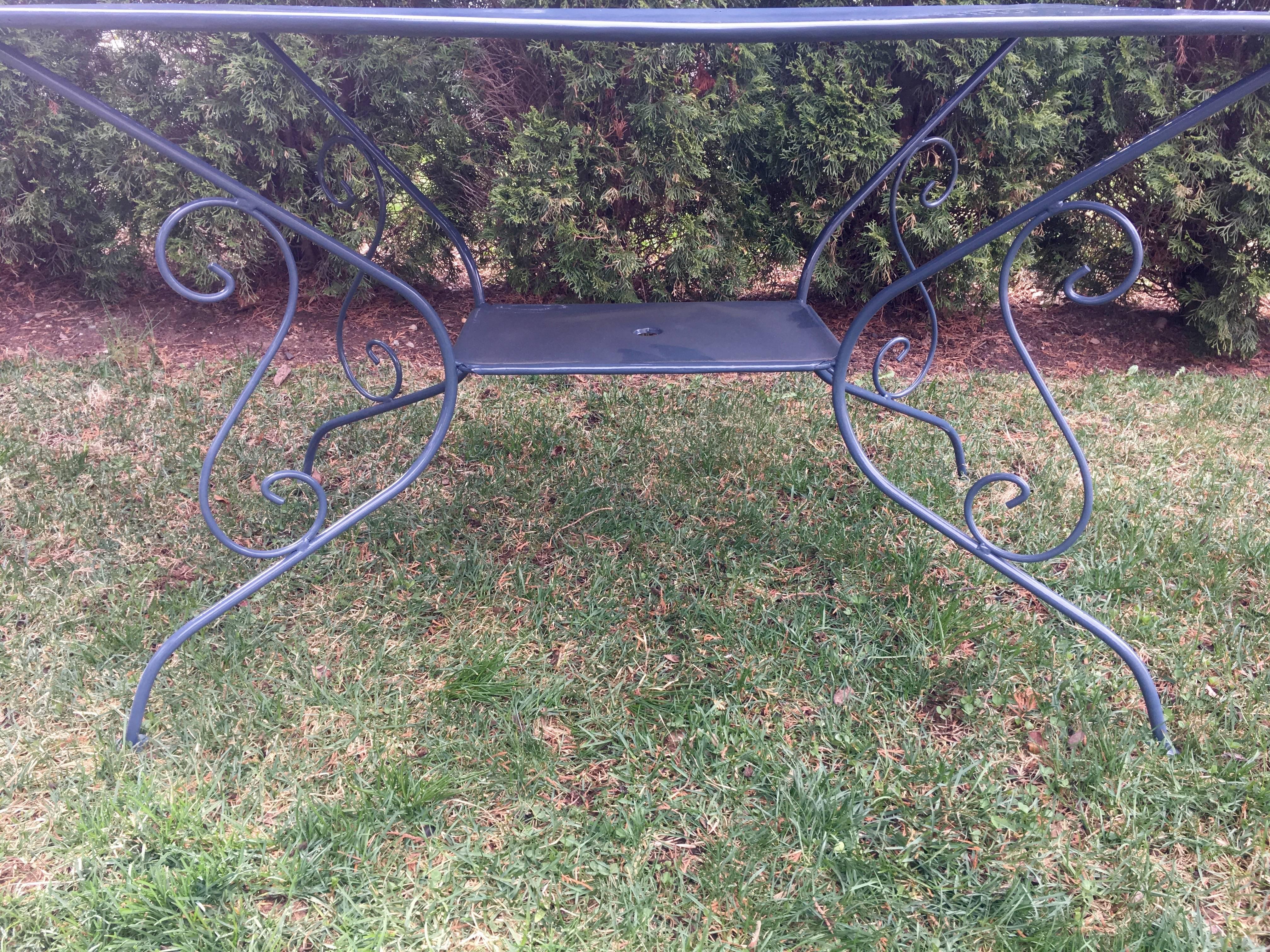 Five-Piece French Wrought Iron Garden Dining Set with Rectangular Table 2