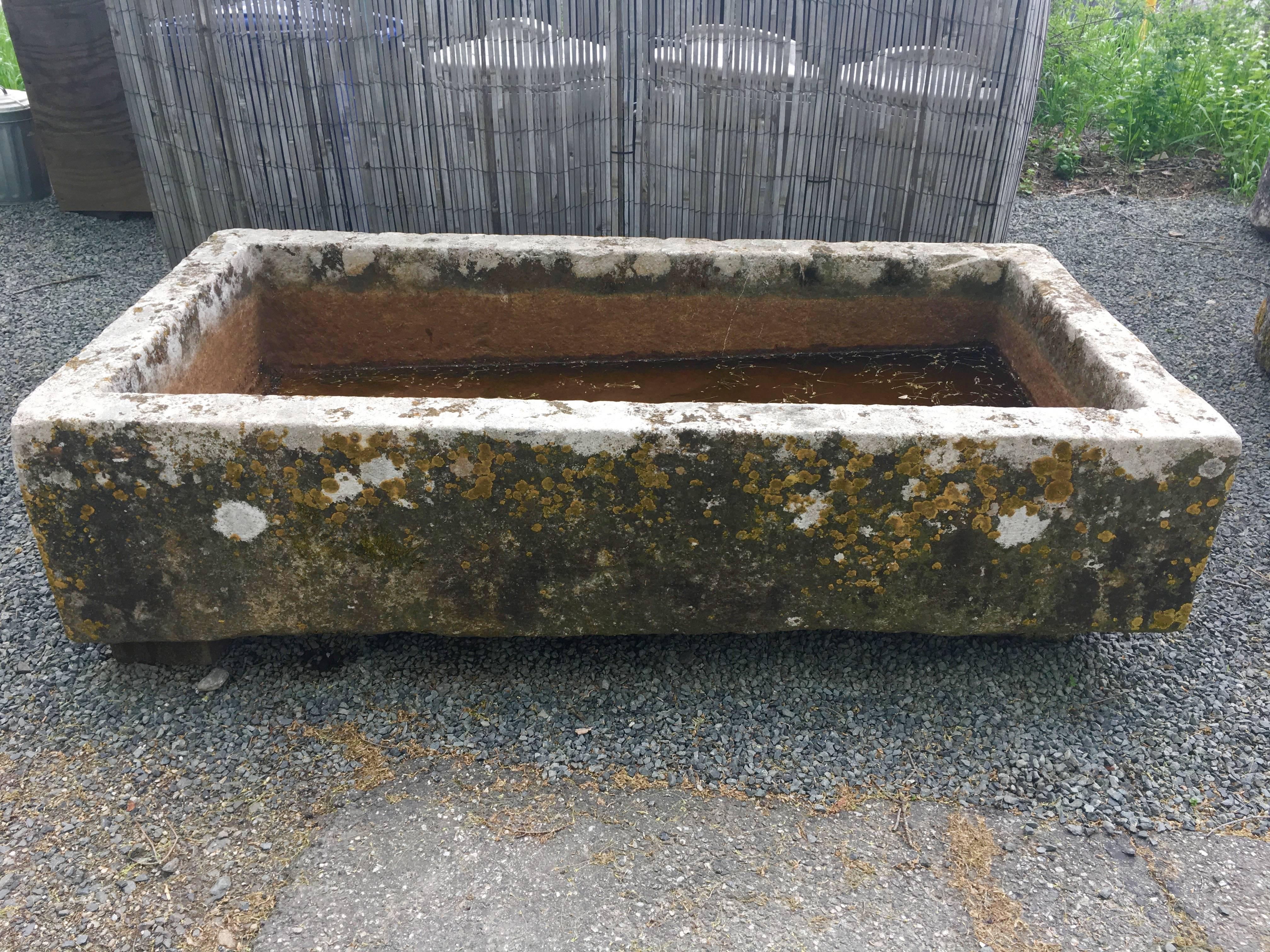 Rustic Magnificent Large French Carved Stone Rectangular Trough
