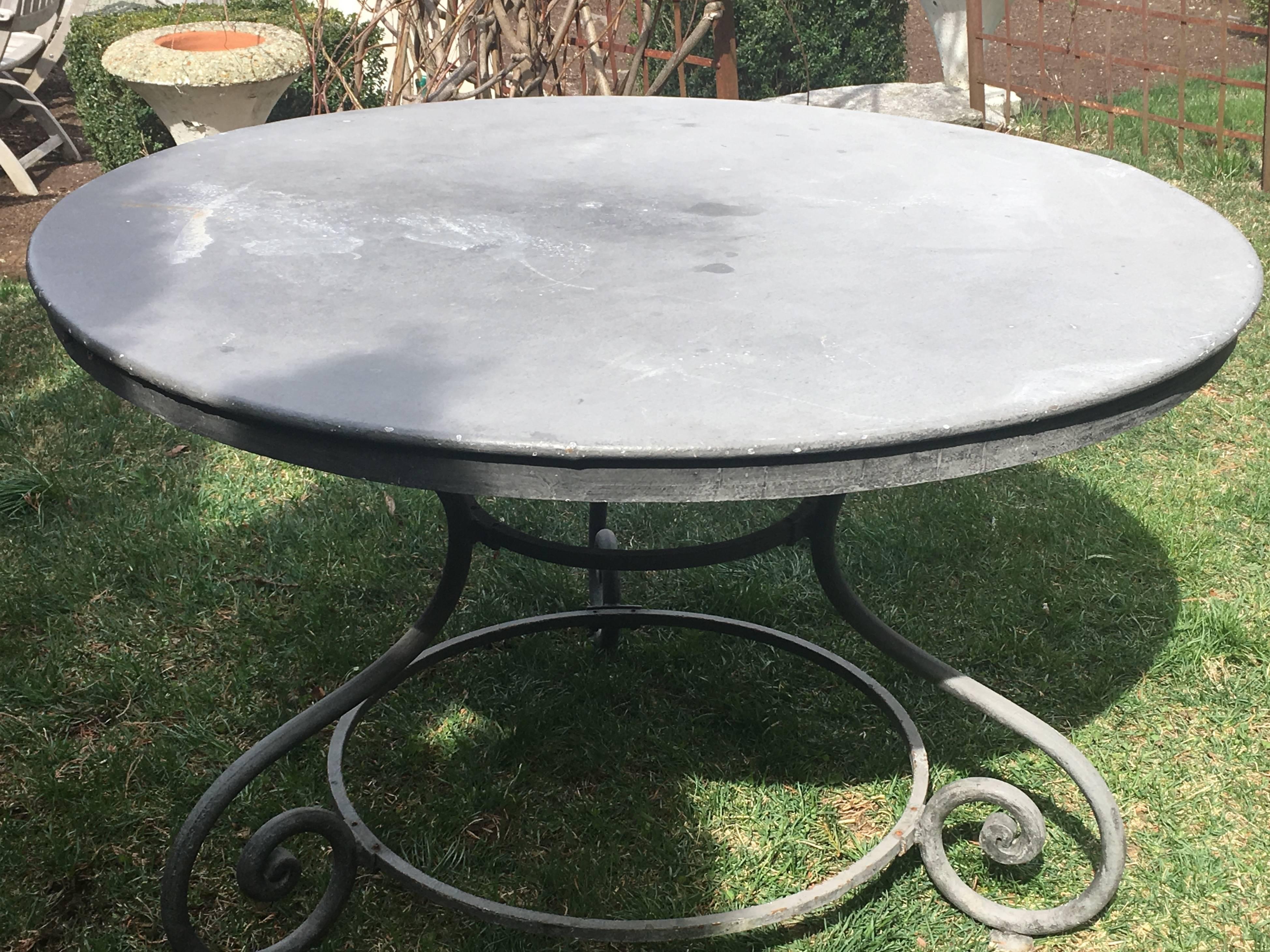 Charming Round French Iron Dining Table In Excellent Condition In Woodbury, CT