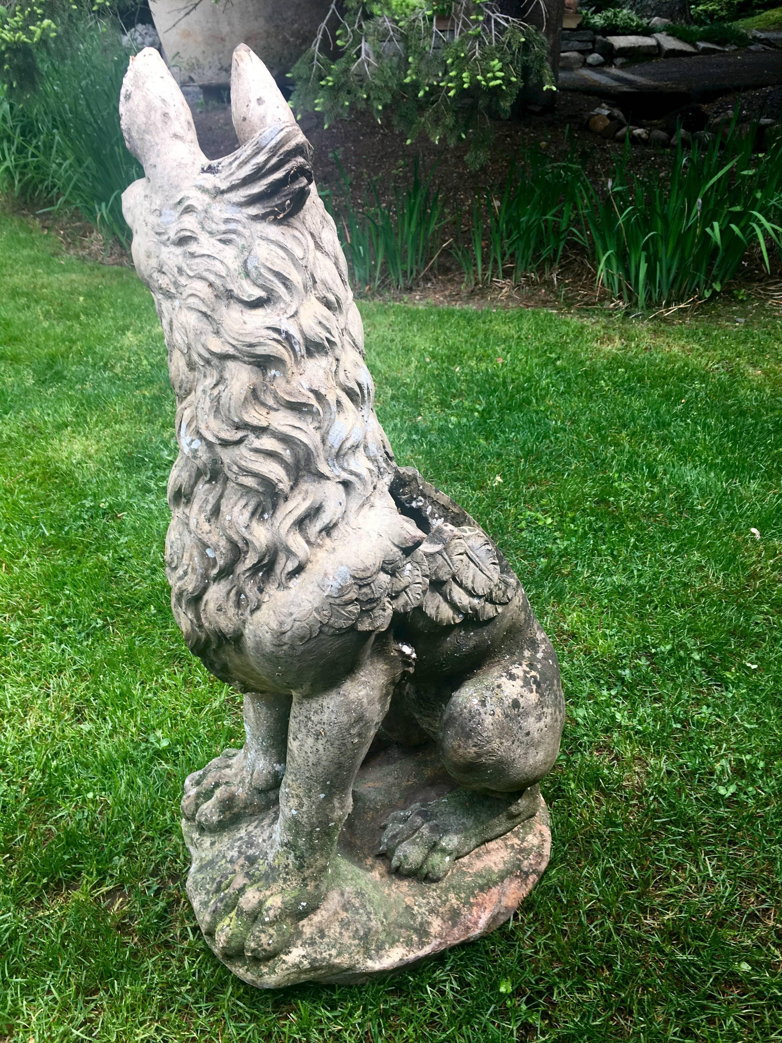 Baroque Revival Magnificent Life-Size French Terracotta Griffin, Signed 