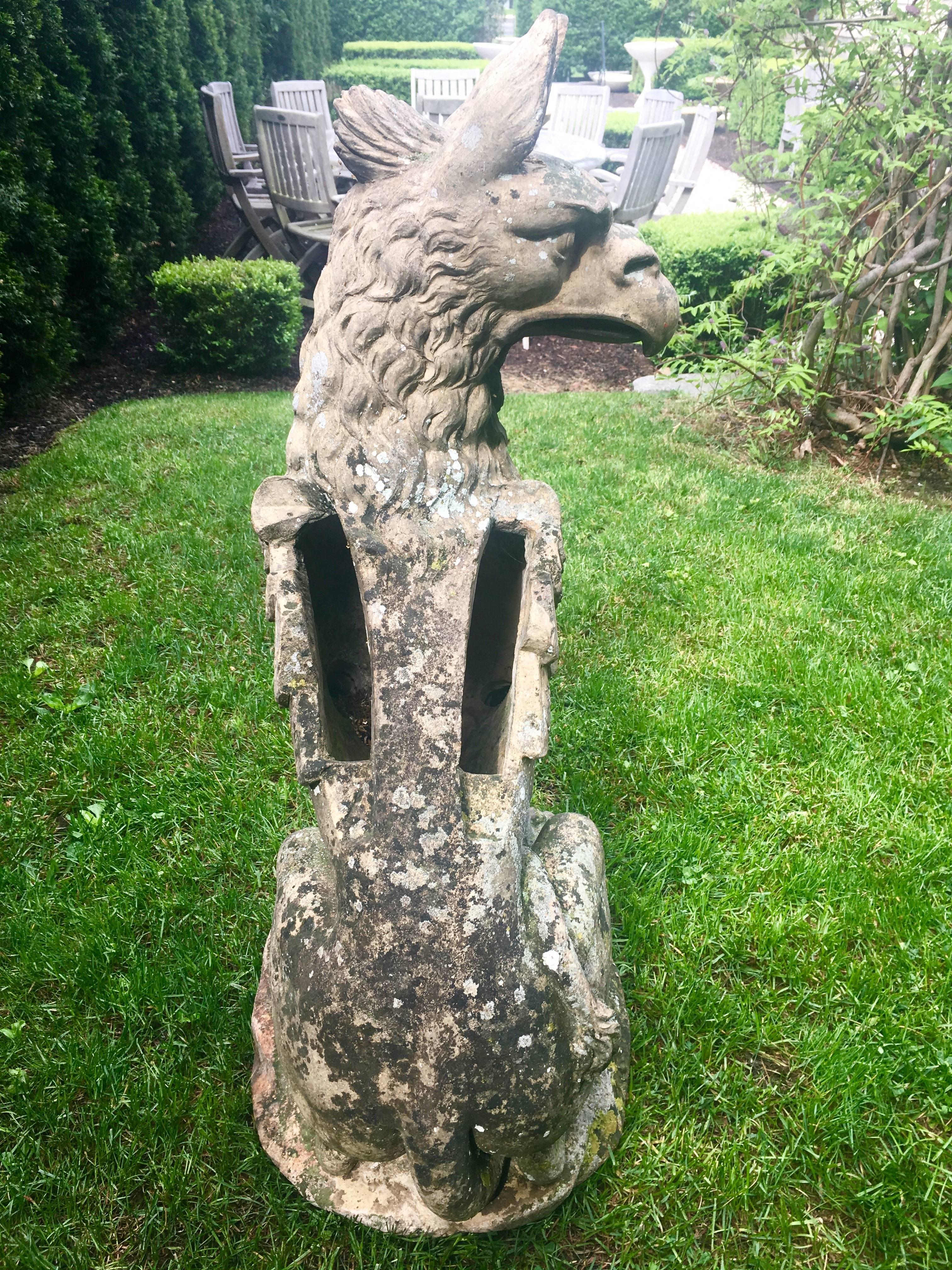 Magnificent Life-Size French Terracotta Griffin, Signed 