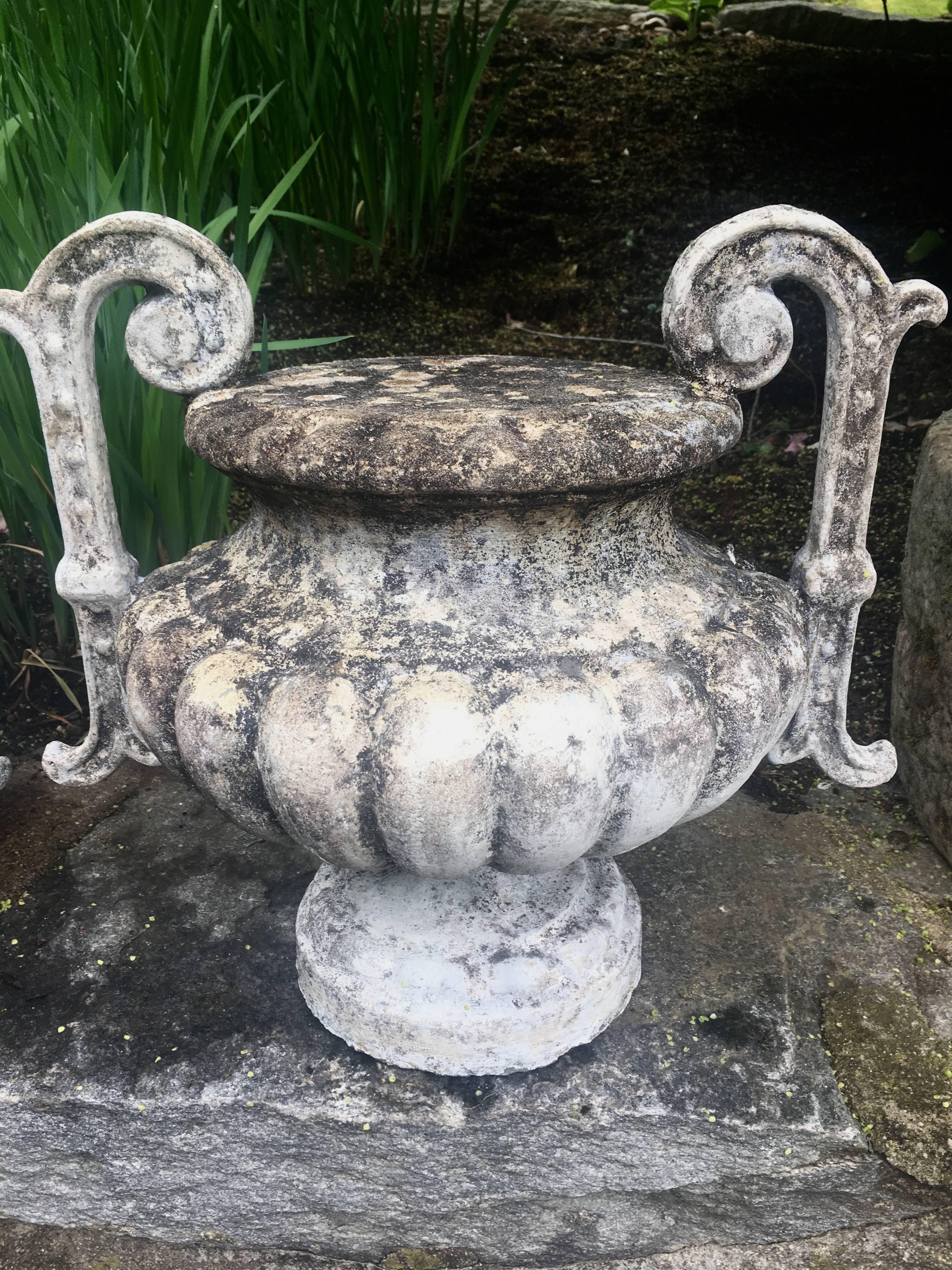 20th Century Pair of French Cast Stone Handled Urn Finials