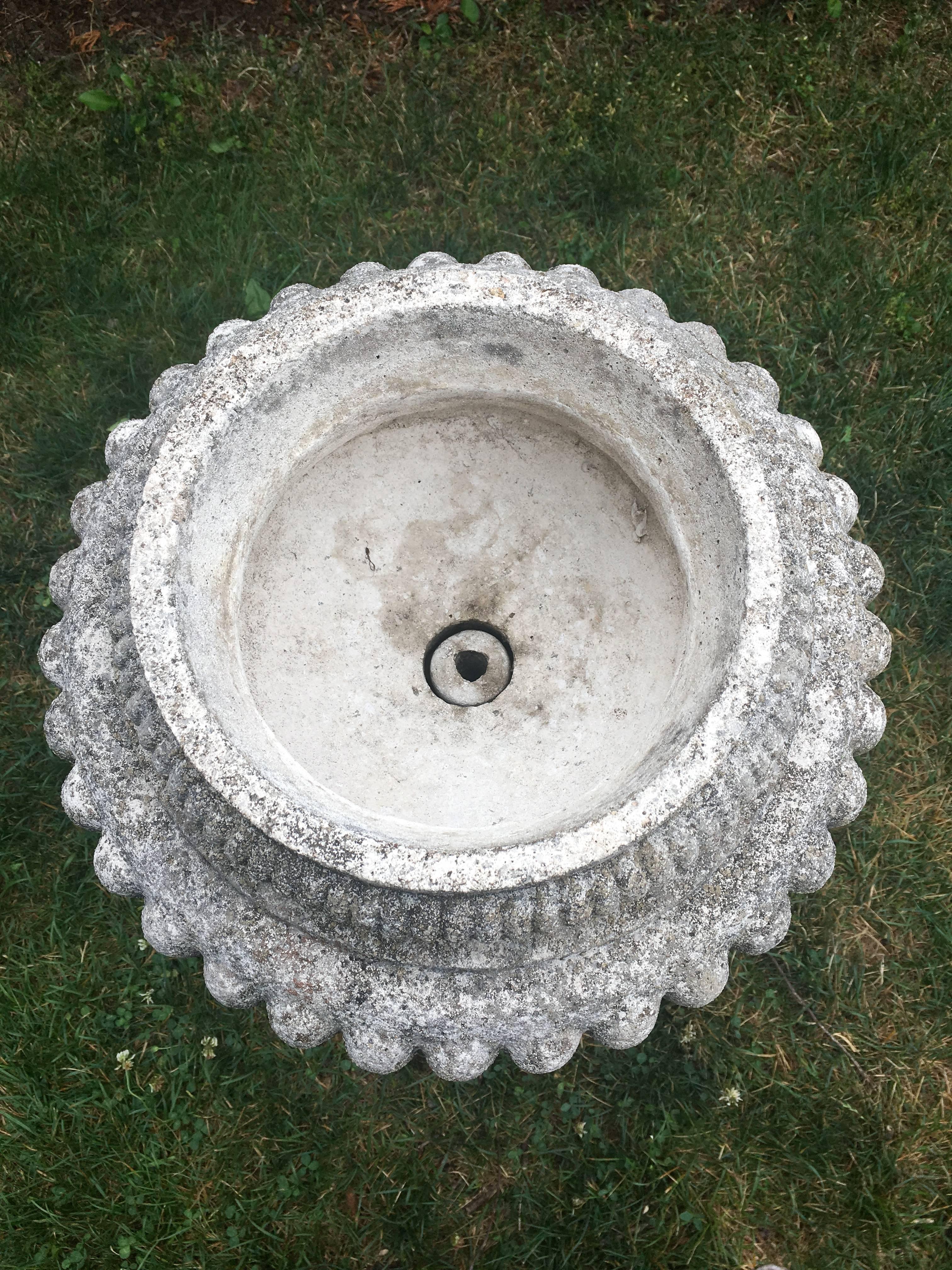 English Cast Stone Melon Urn on Wreath-Decorated Plinth In Good Condition In Woodbury, CT