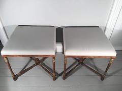 Superb Pair of Large French Napoleon III Cast Iron Stools