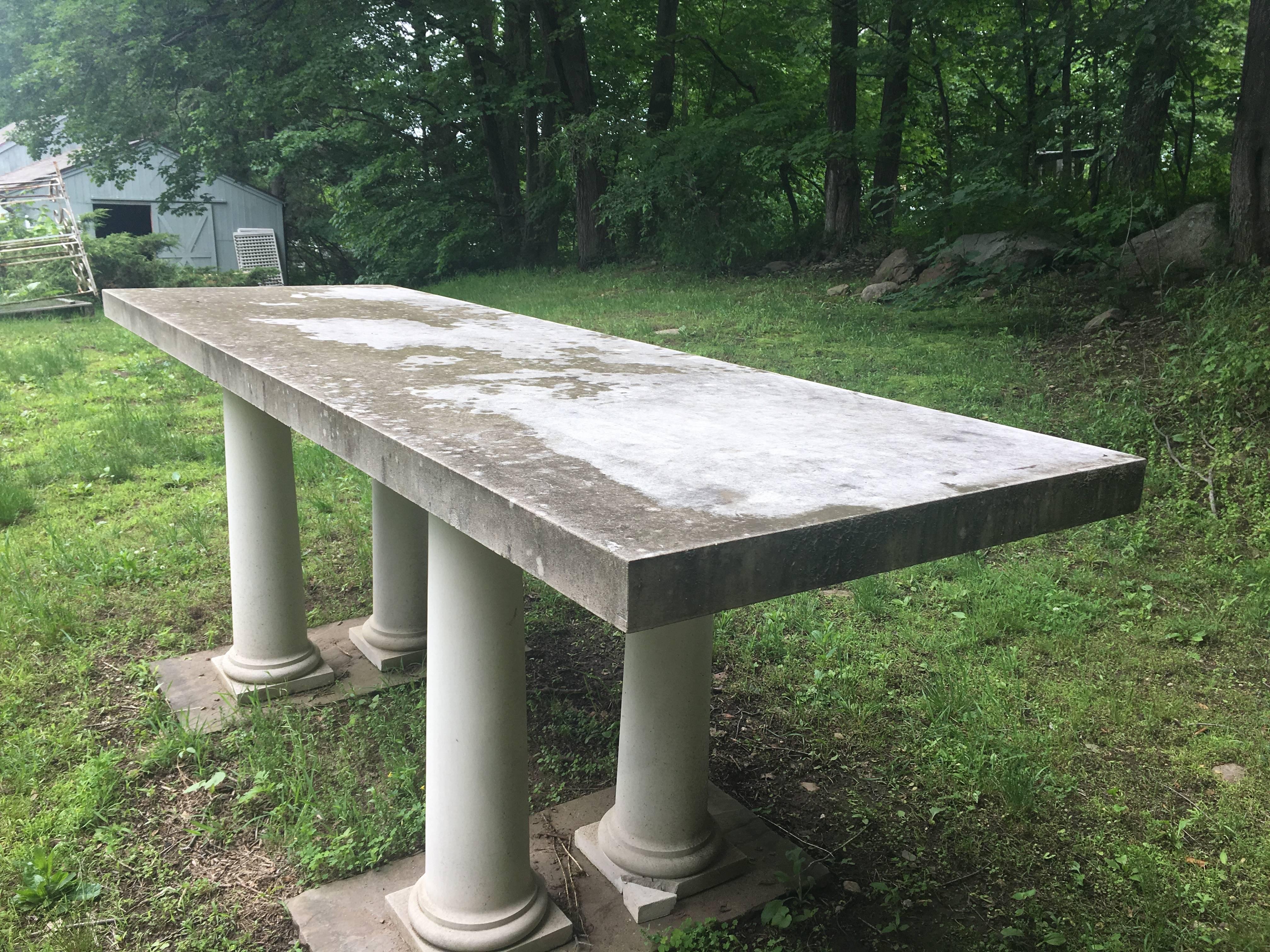 Mid-Century Modern Enormous English Portland Stone Dining Table or Bar