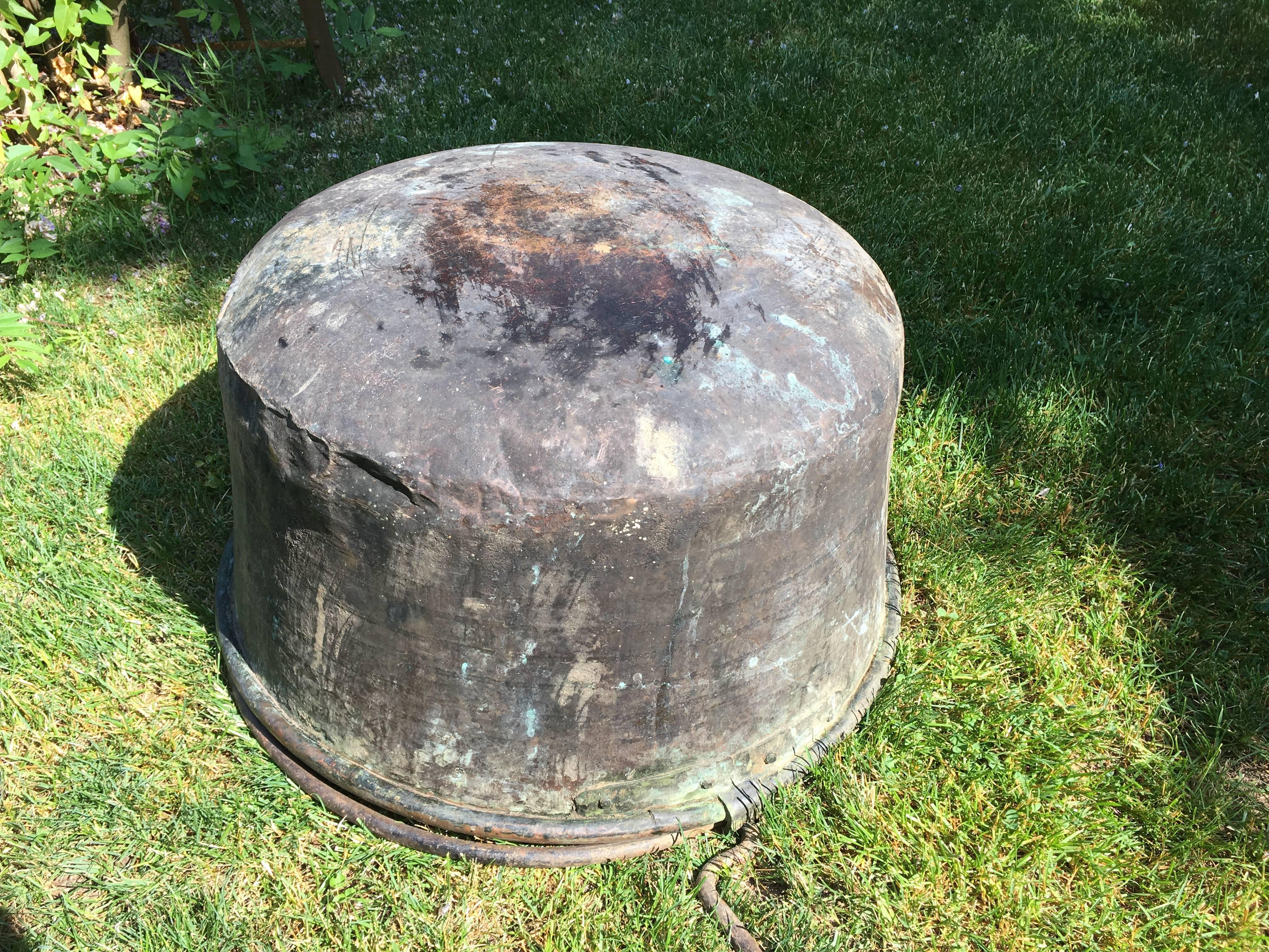 Large Hand-Chased 19th Century French Copper Cauldron 2