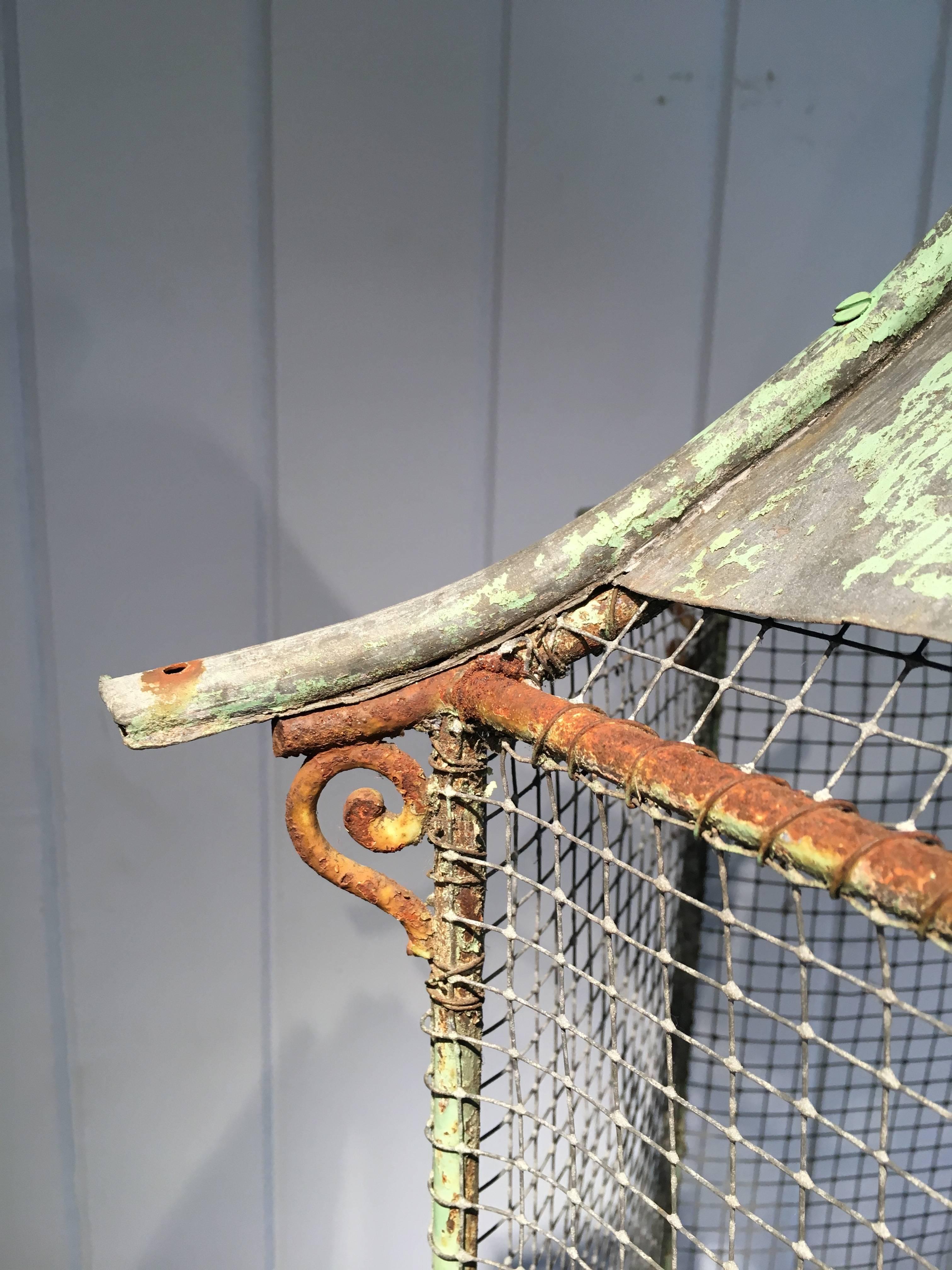 Hand-Crafted German Painted Zinc and Iron Hexagonal Birdcage