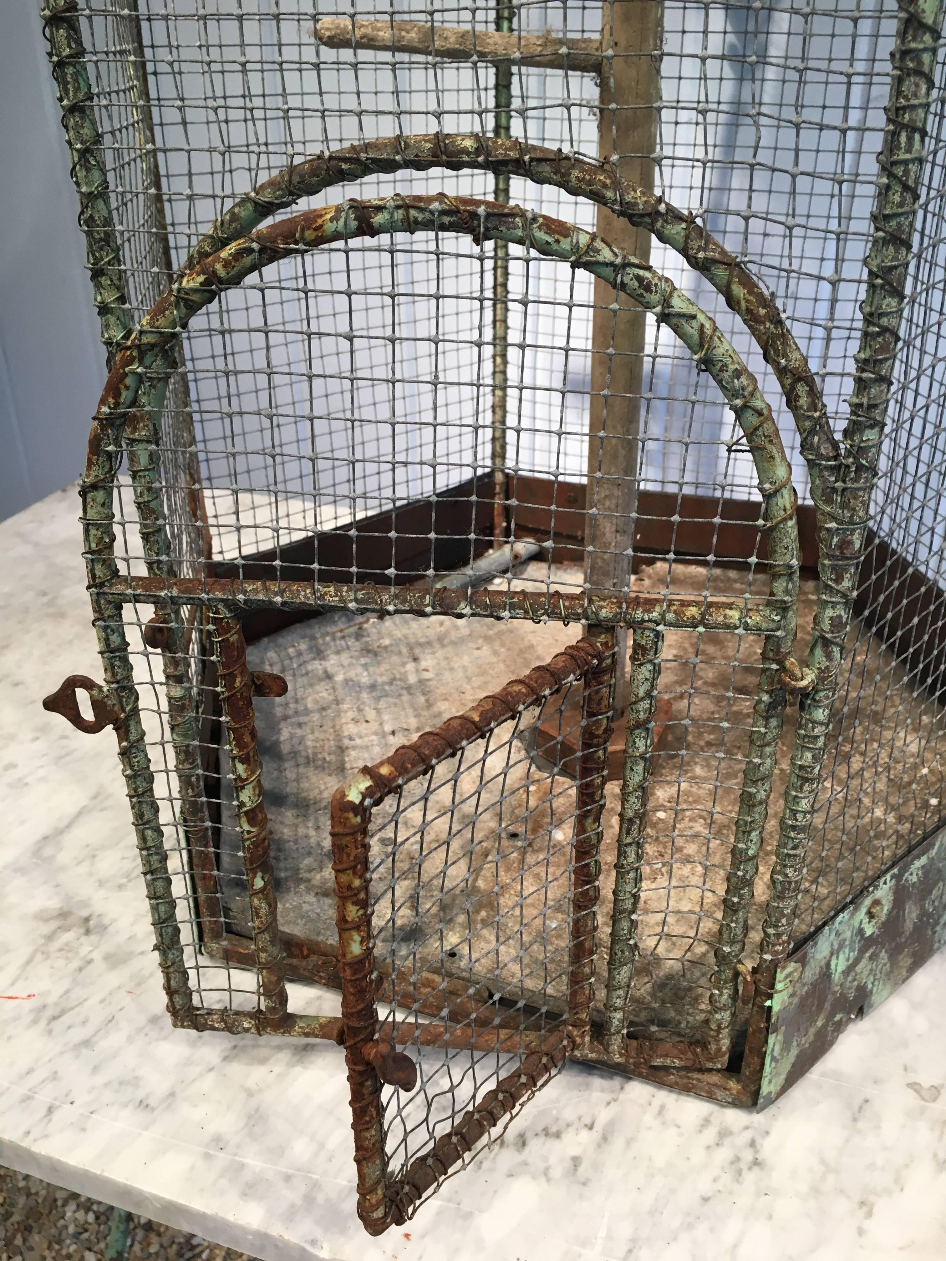 20th Century German Painted Zinc and Iron Hexagonal Birdcage