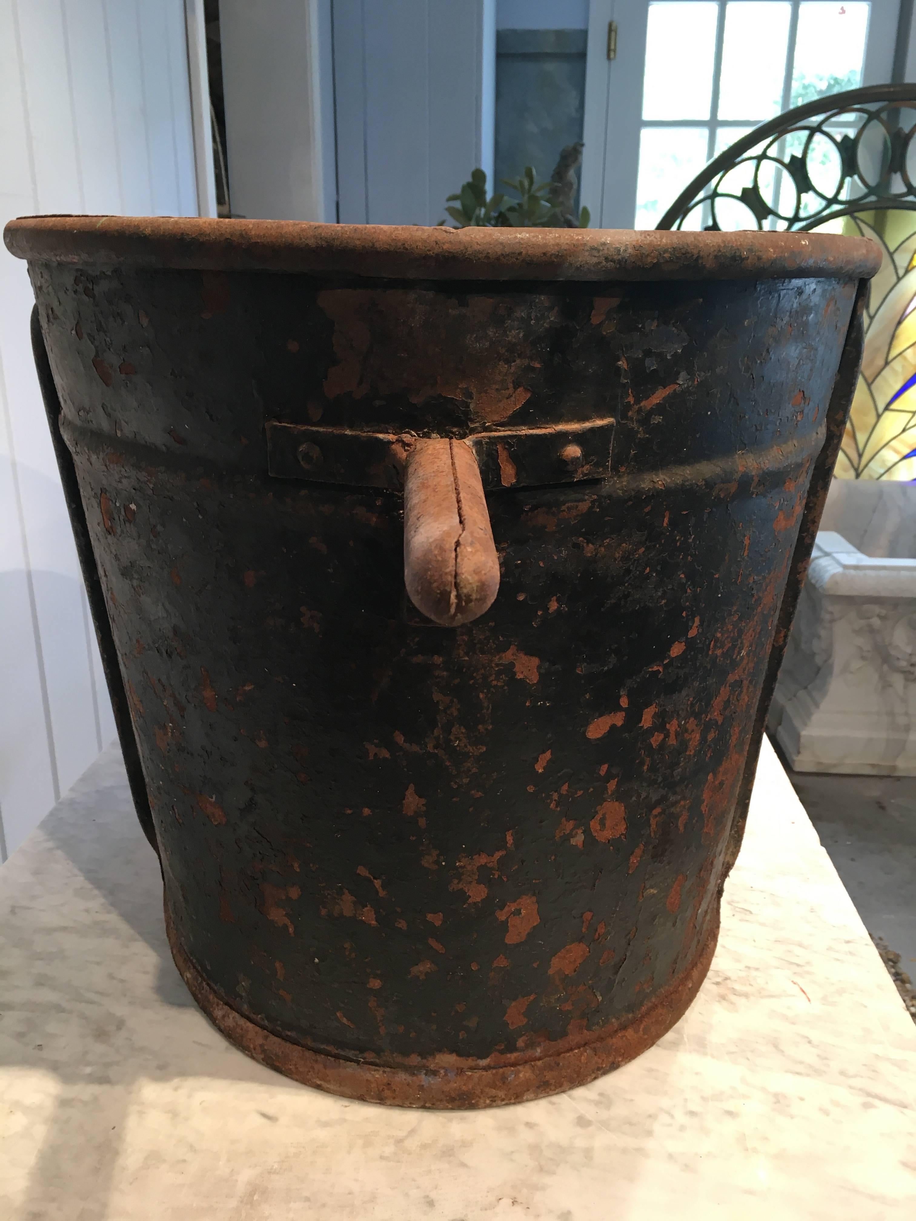 20th Century Large French Tole Grape-Picker's Bucket Marked 