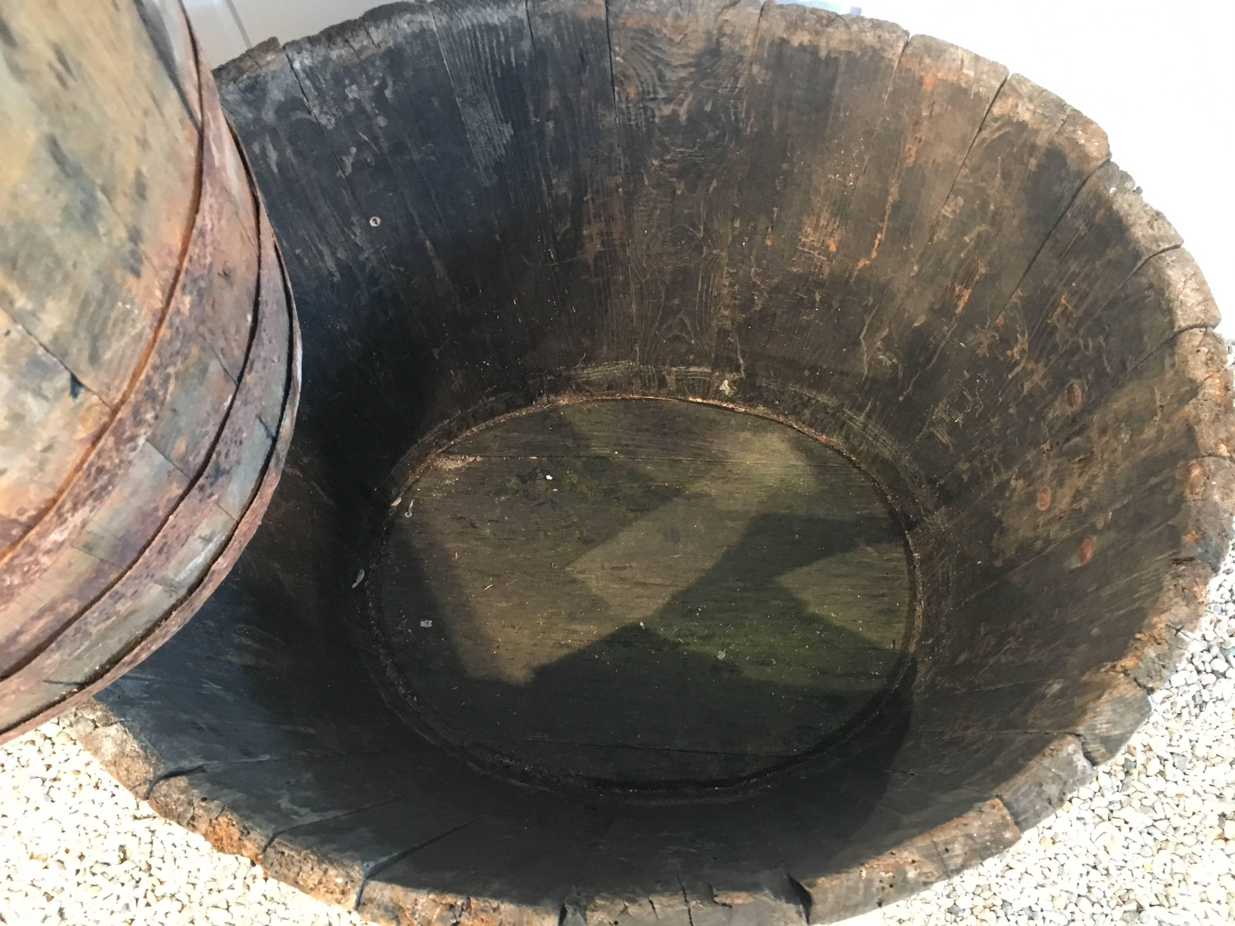 Pair of French Wooden Grape-Picker's Tubs/Planters In Good Condition In Woodbury, CT