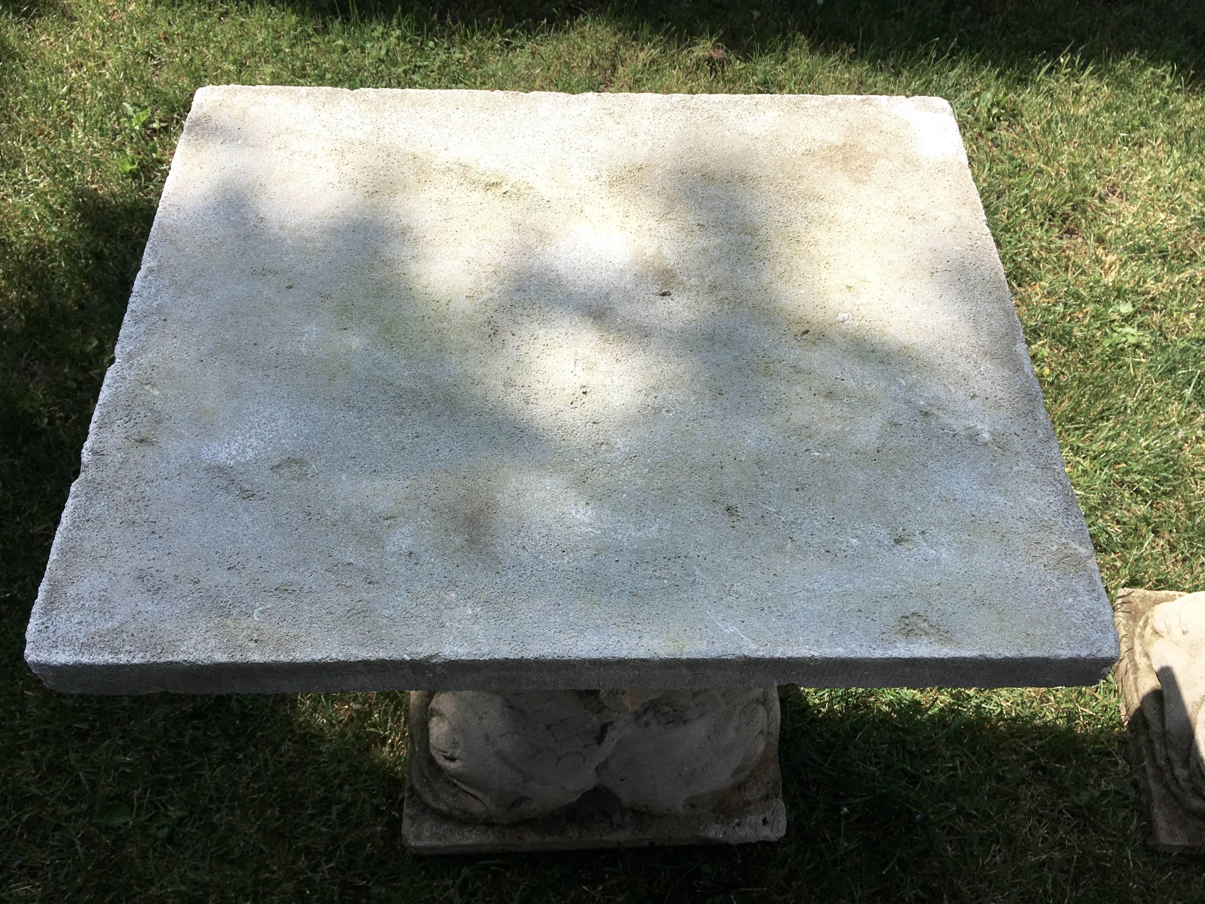 French Carved Limestone Dolphin Side Table or Table Base 5