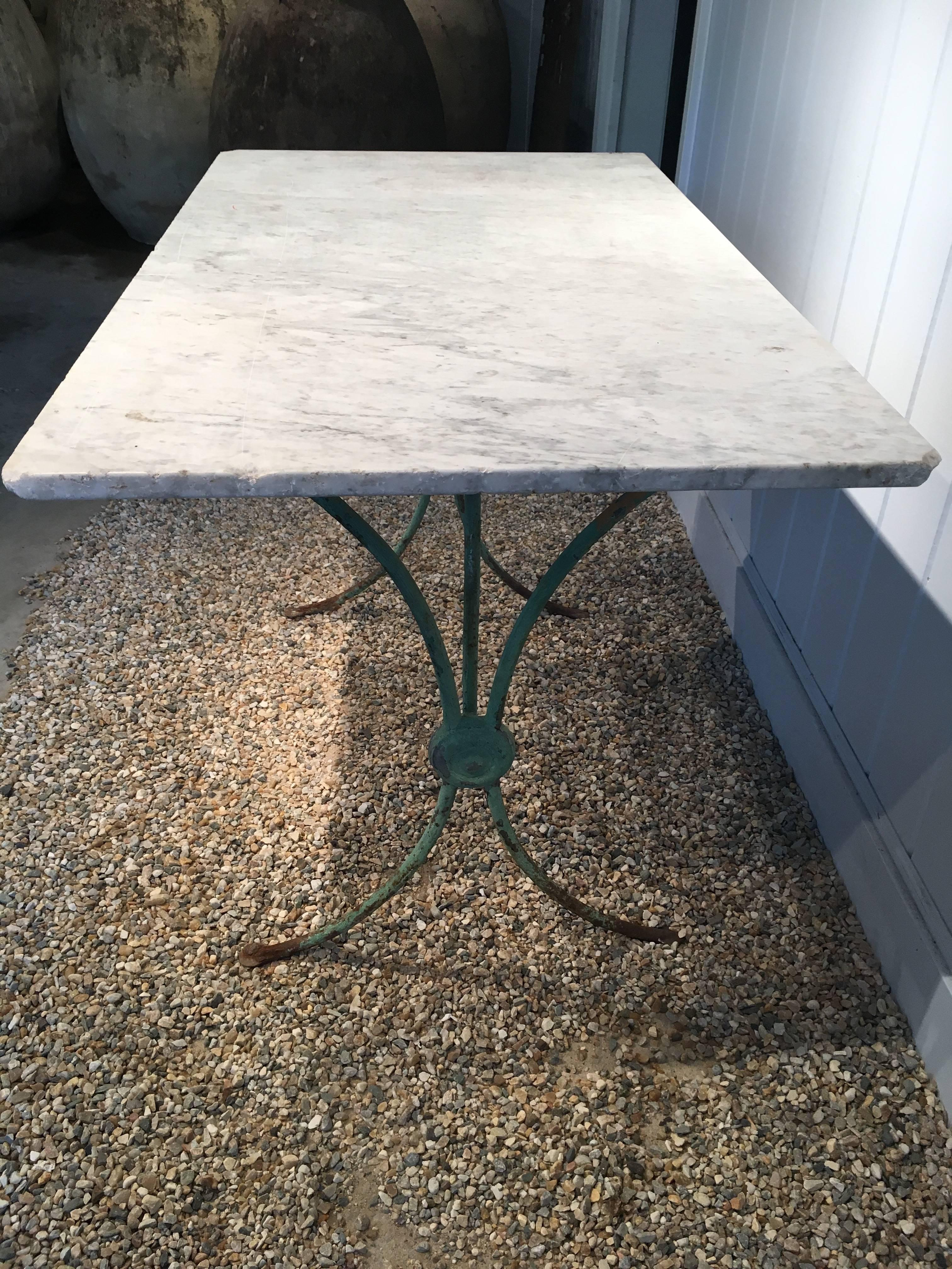 Antique French Wrought Iron Table with Marble Top at 1stDibs marble