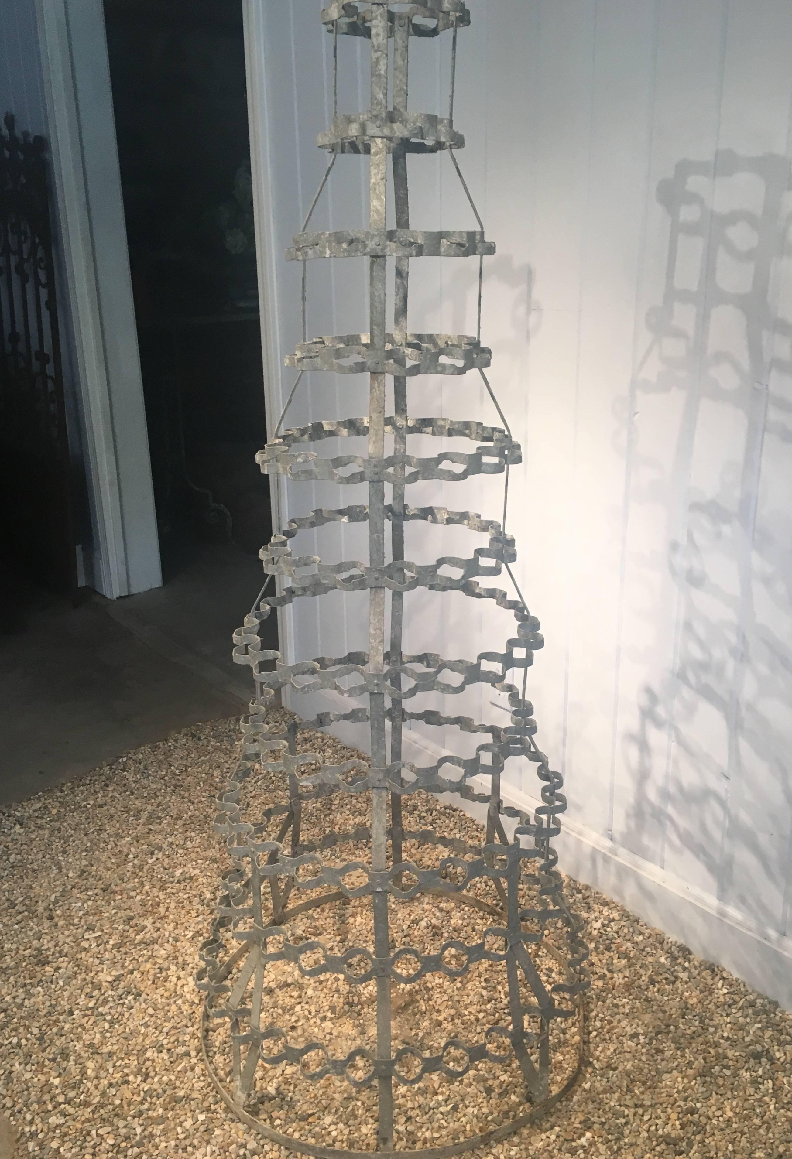 Enormous French Zinc Bottle Rack with Rare Form In Good Condition In Woodbury, CT