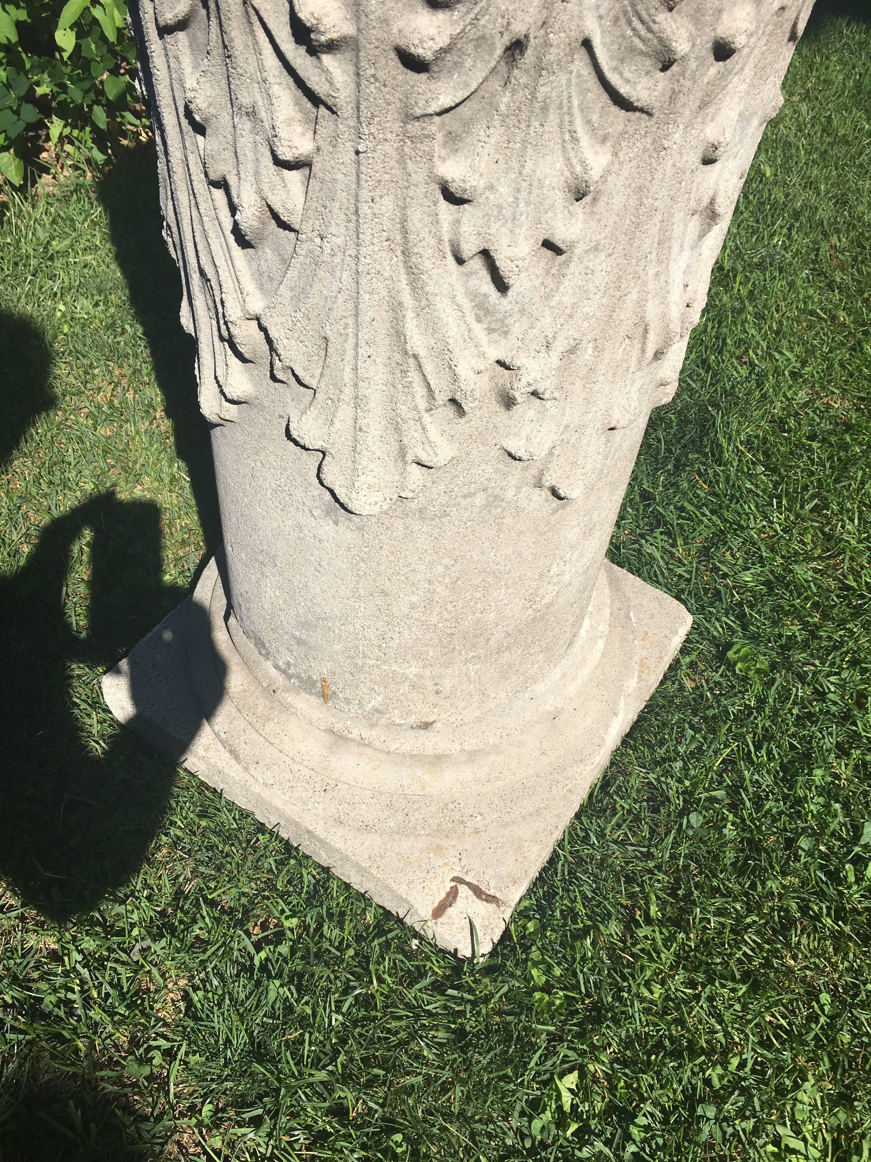 American Cast Stone Sundial with Cast Iron Plate 1