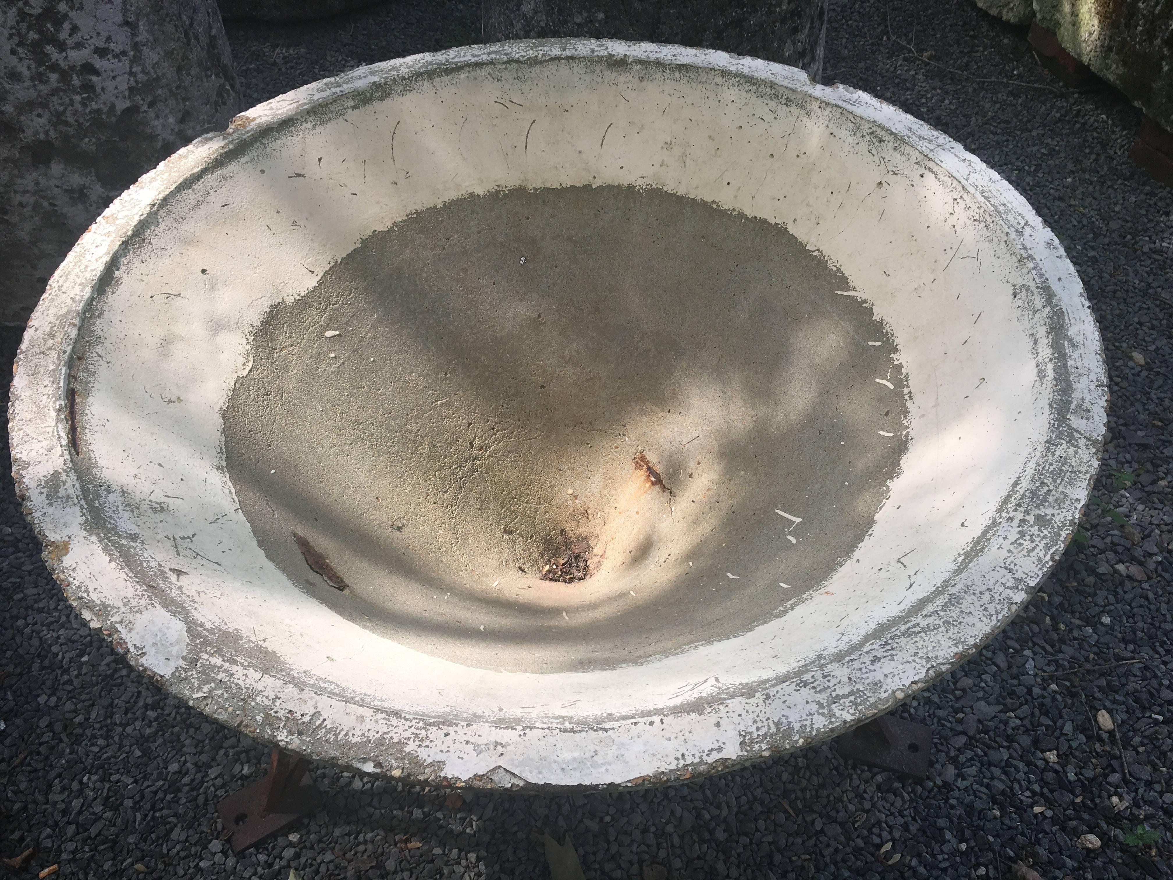 Enormous Pair of Mid-Century Cast Stone Conical Planters in Stands In Good Condition In Woodbury, CT