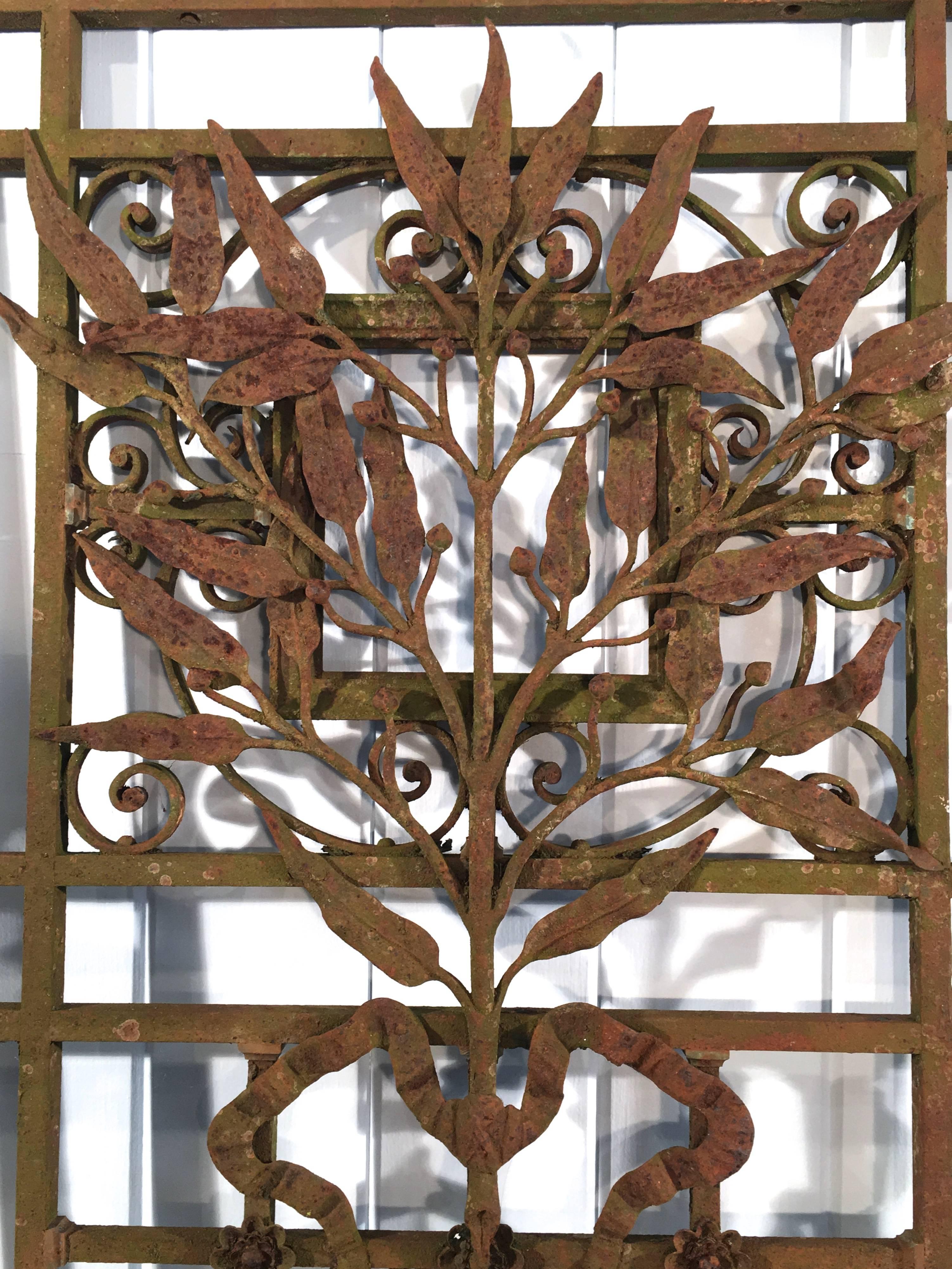 Hand-Crafted Pair of Exceptional French Wrought Iron Grilles or Gates