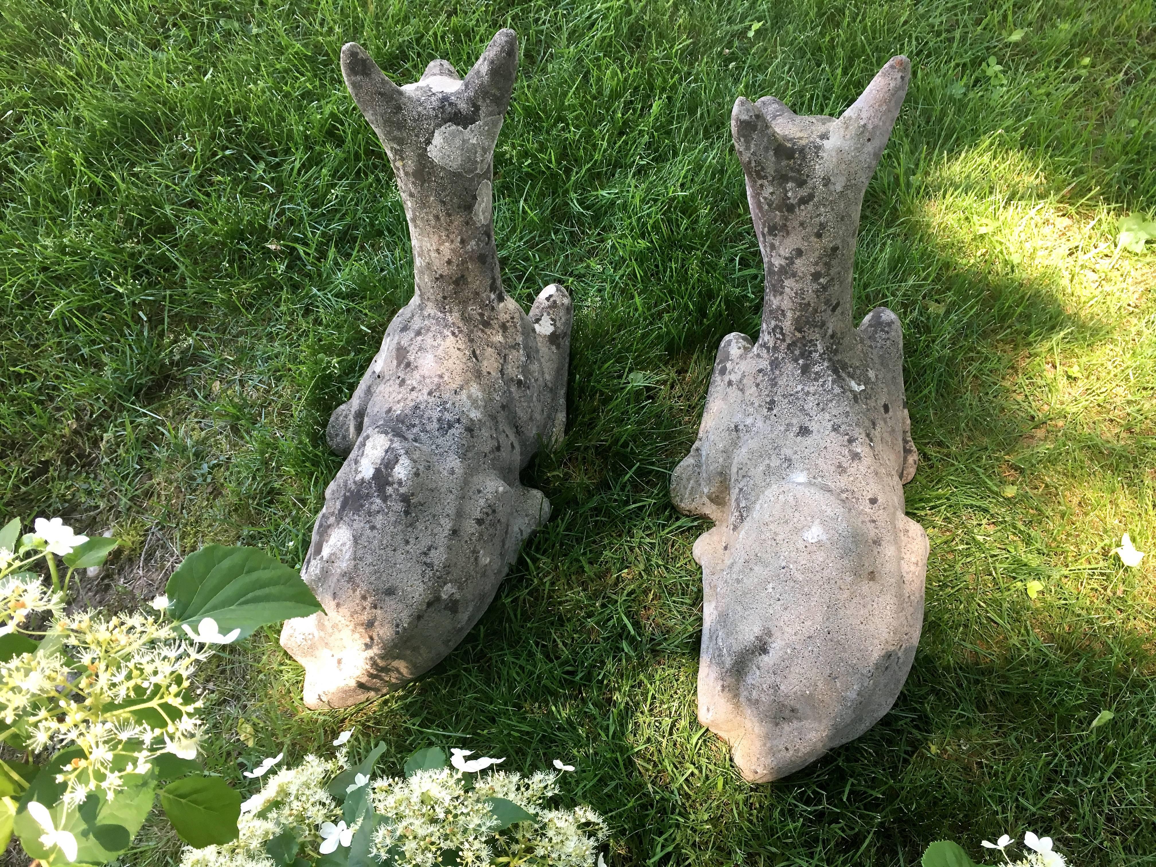 Two French Cast Stone Recumbent Deer 3