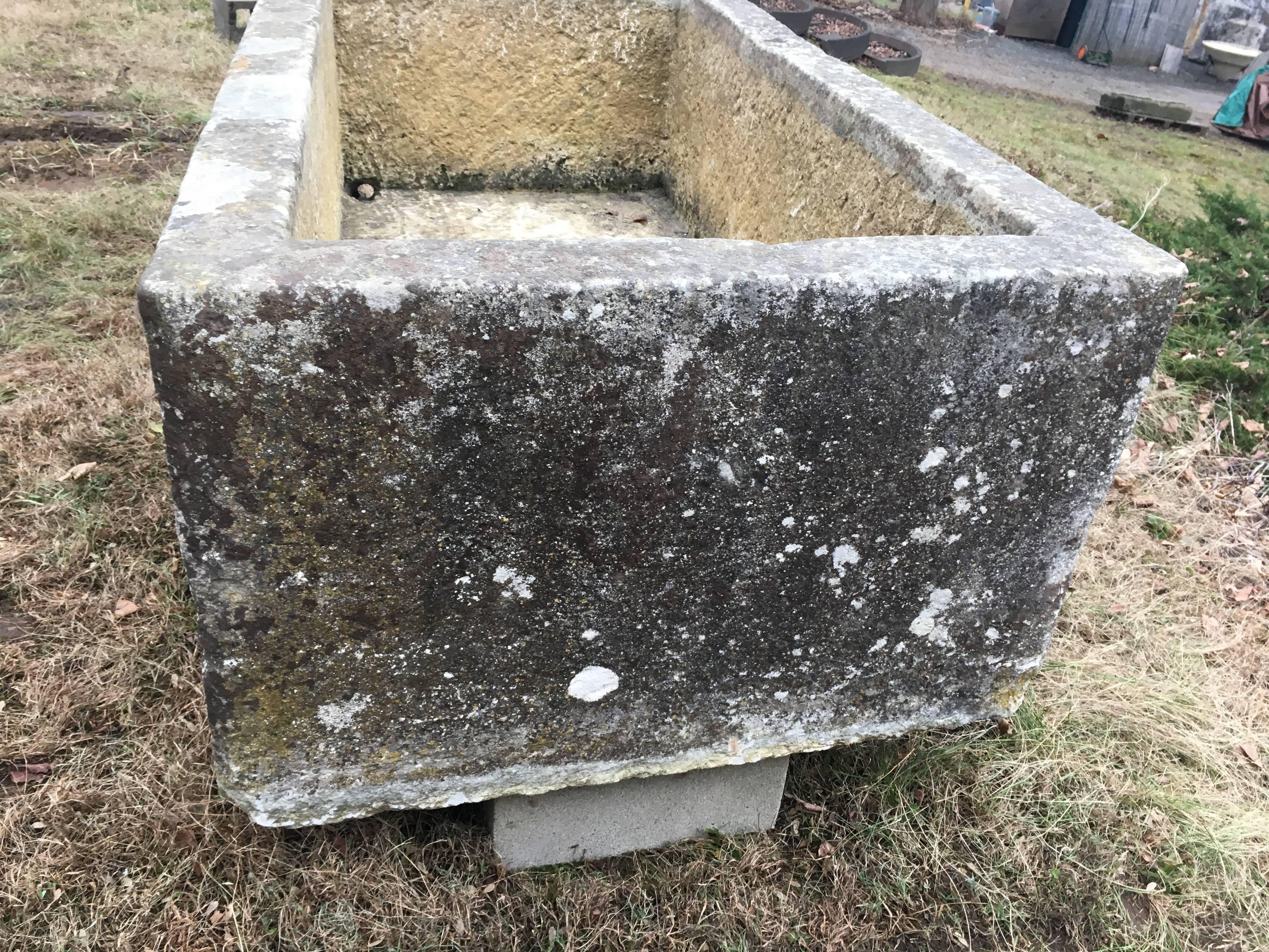 Huge Rectangular Hand-Carved French 18th Century Limestone Trough 1