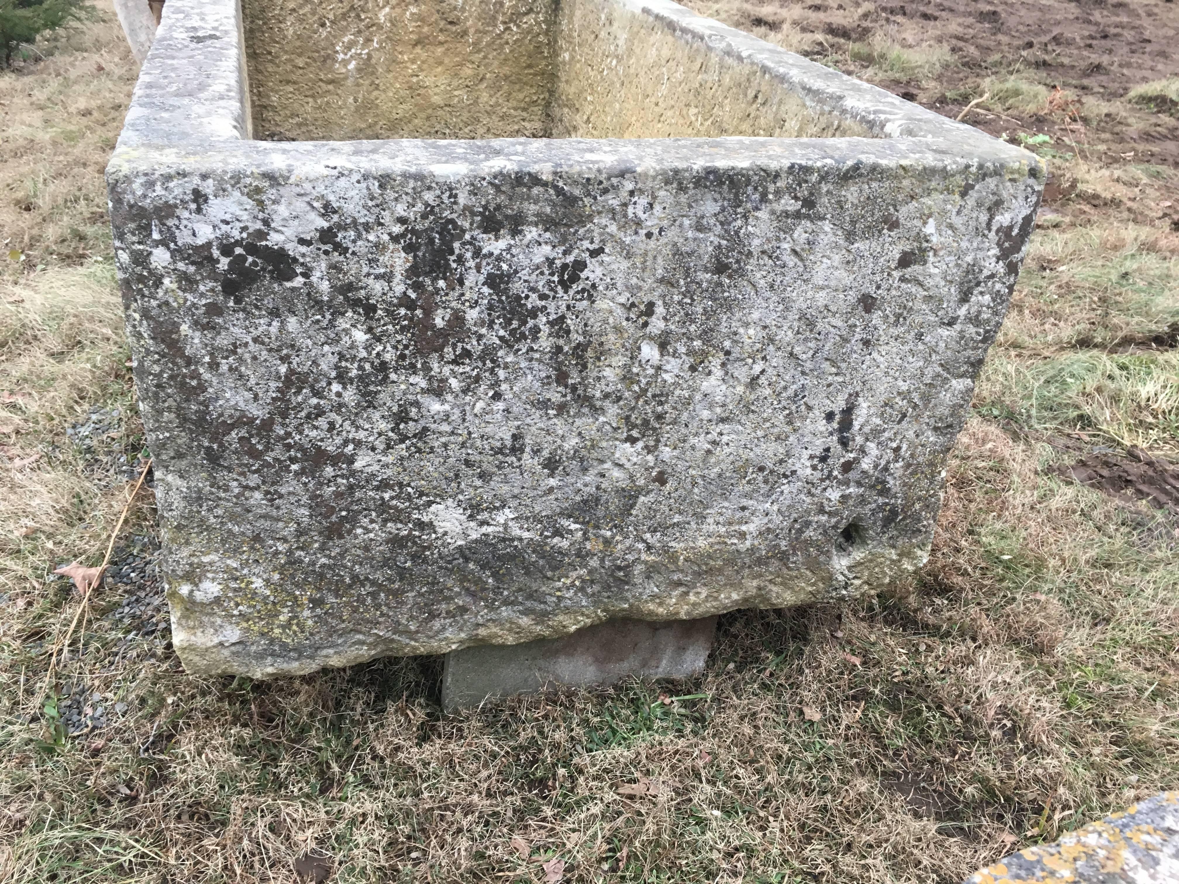 Country Huge Rectangular Hand-Carved French 18th Century Limestone Trough