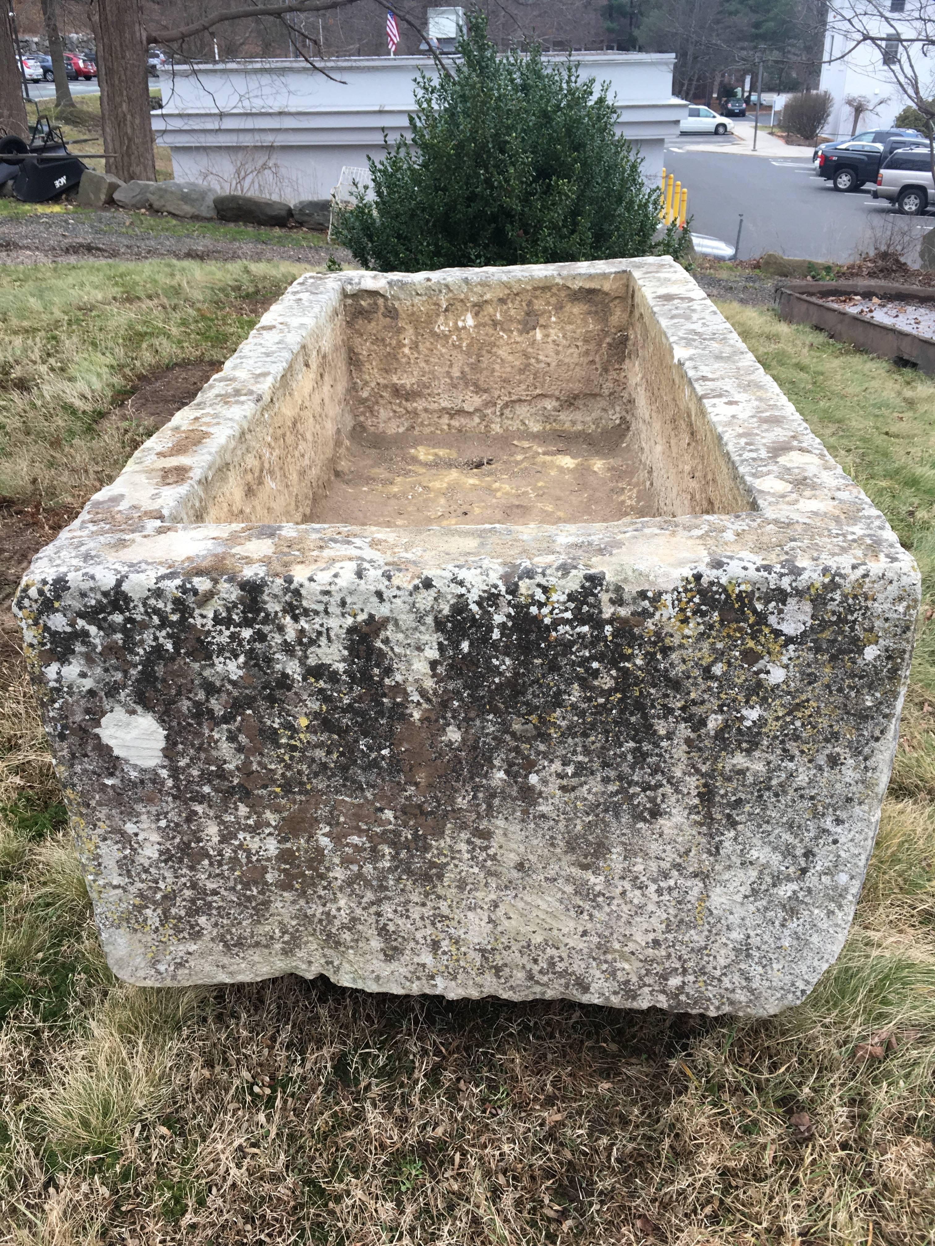 Country Enormous 18th Century Hand-Carved French Limestone Trough